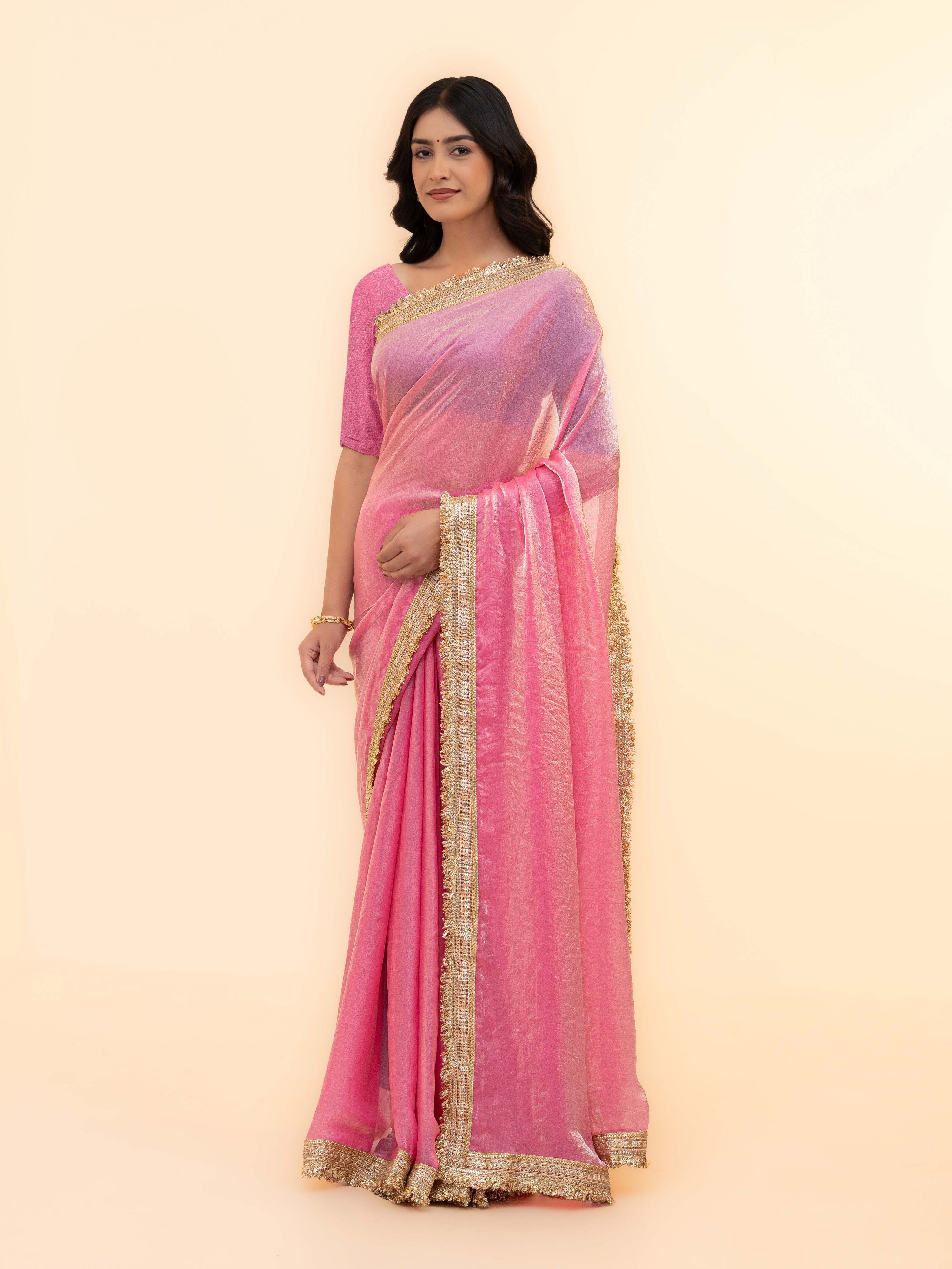 Pink Tissue Silk  Saree