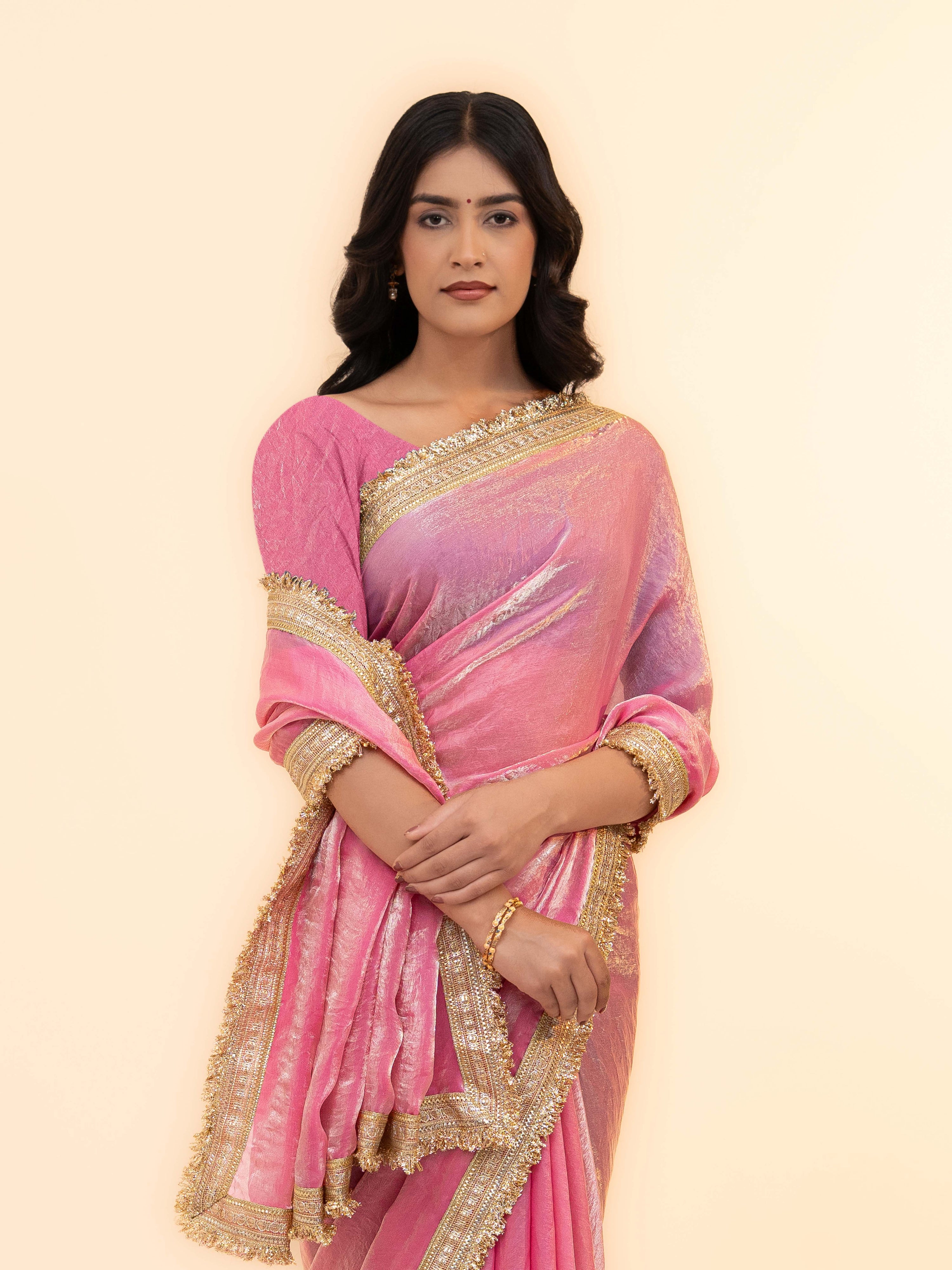 Pink Tissue Silk  Saree