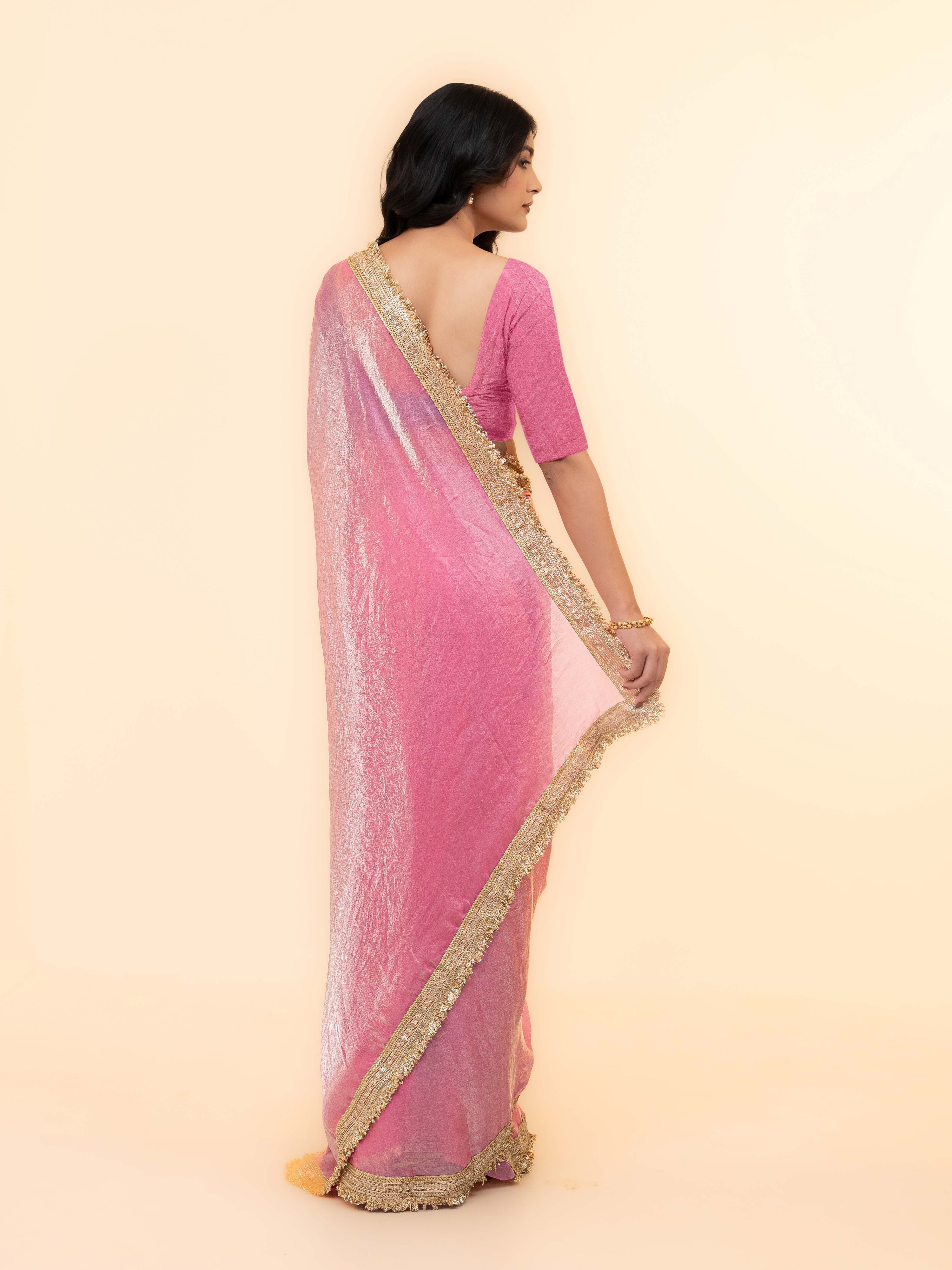 Pink Tissue Silk  Saree