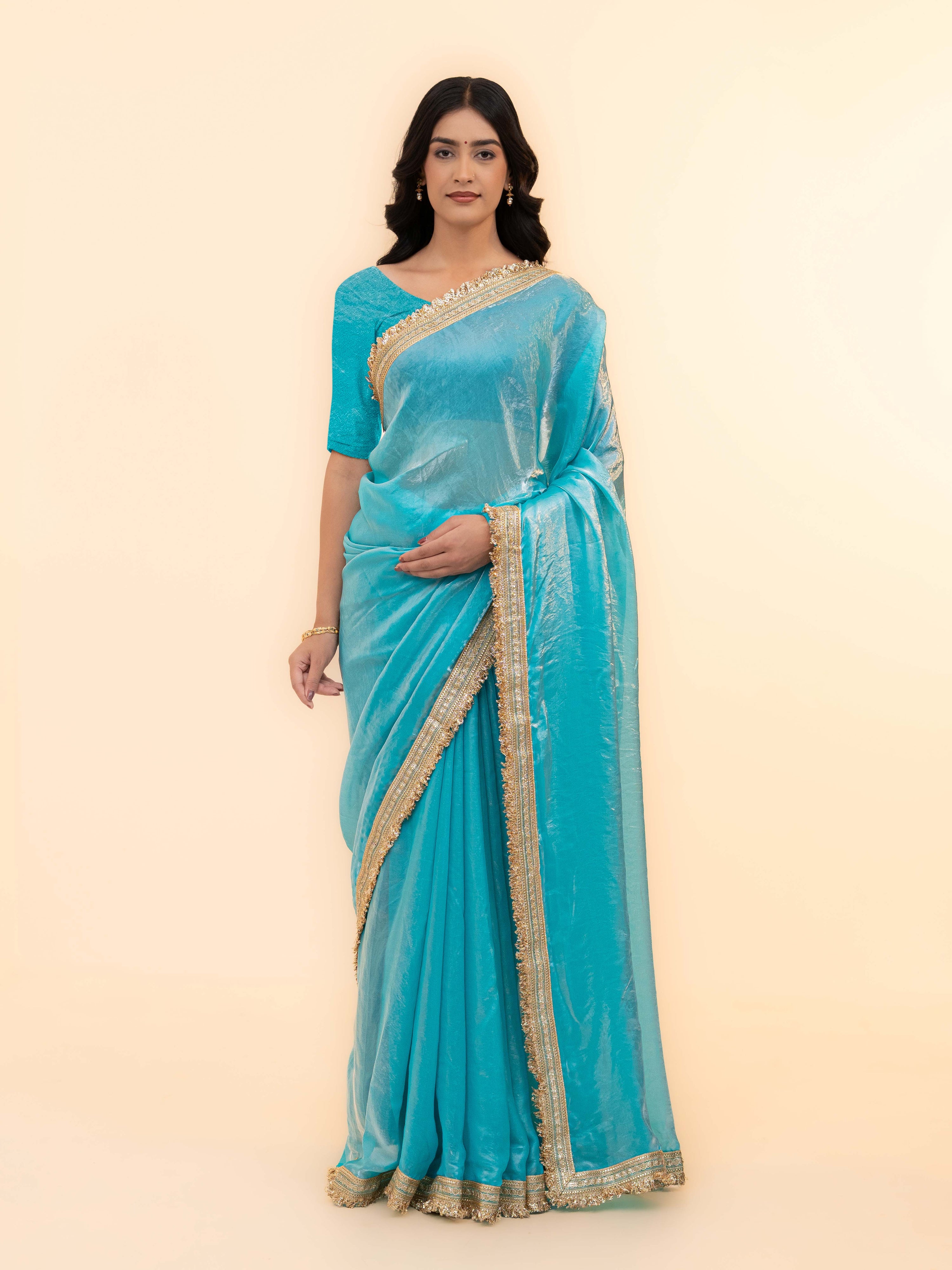 Sky Blue Tissue Silk Saree