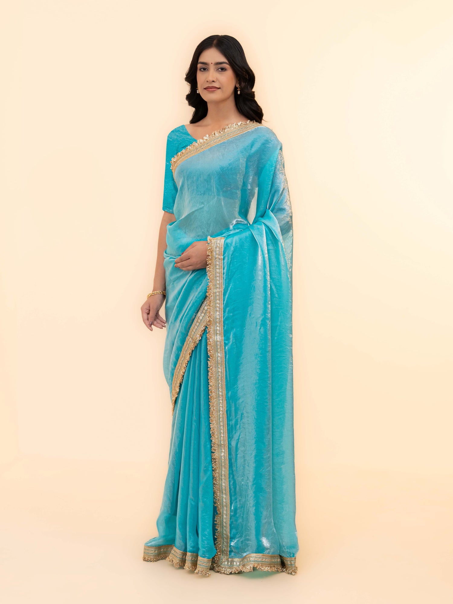 Sky Blue Tissue Silk Saree