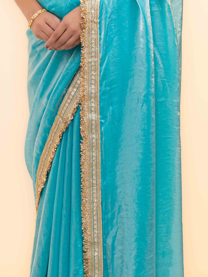 Sky Blue Tissue Silk Saree