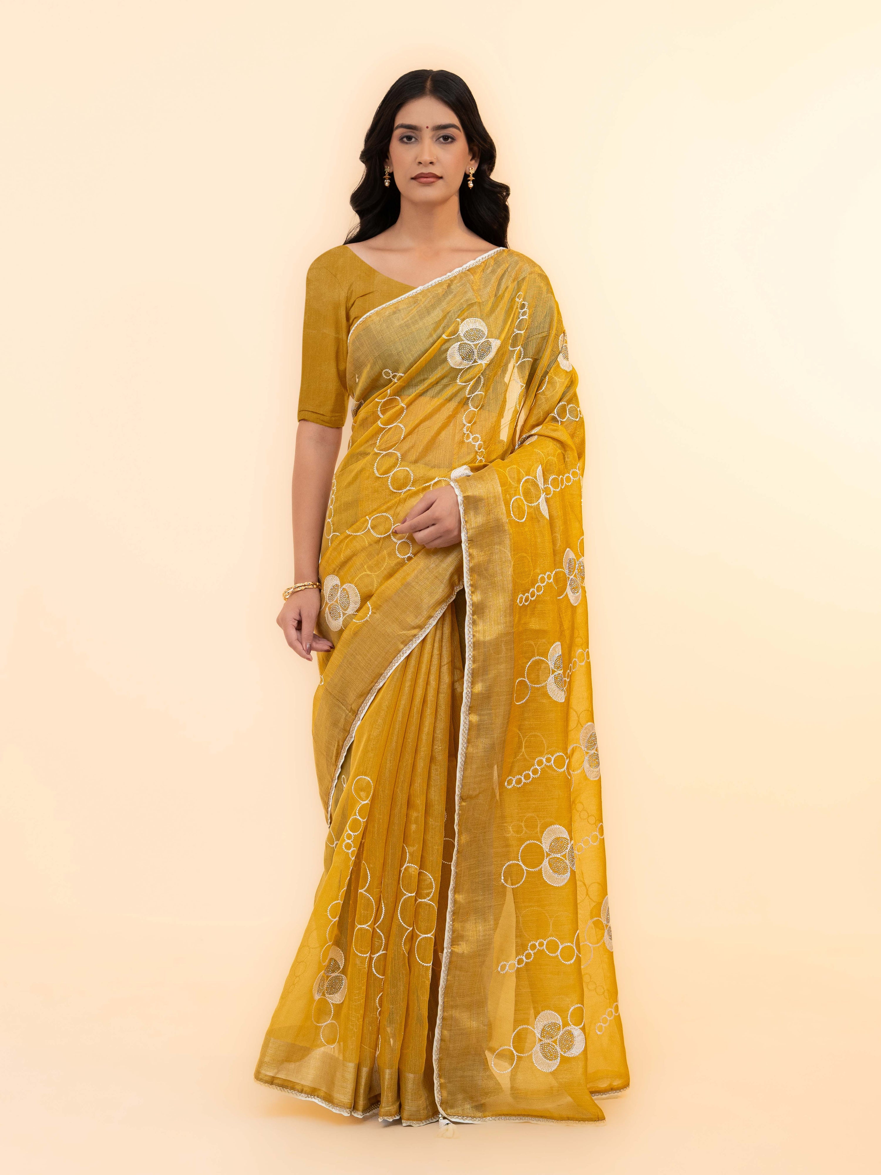 Mustard Tissue silk Saree