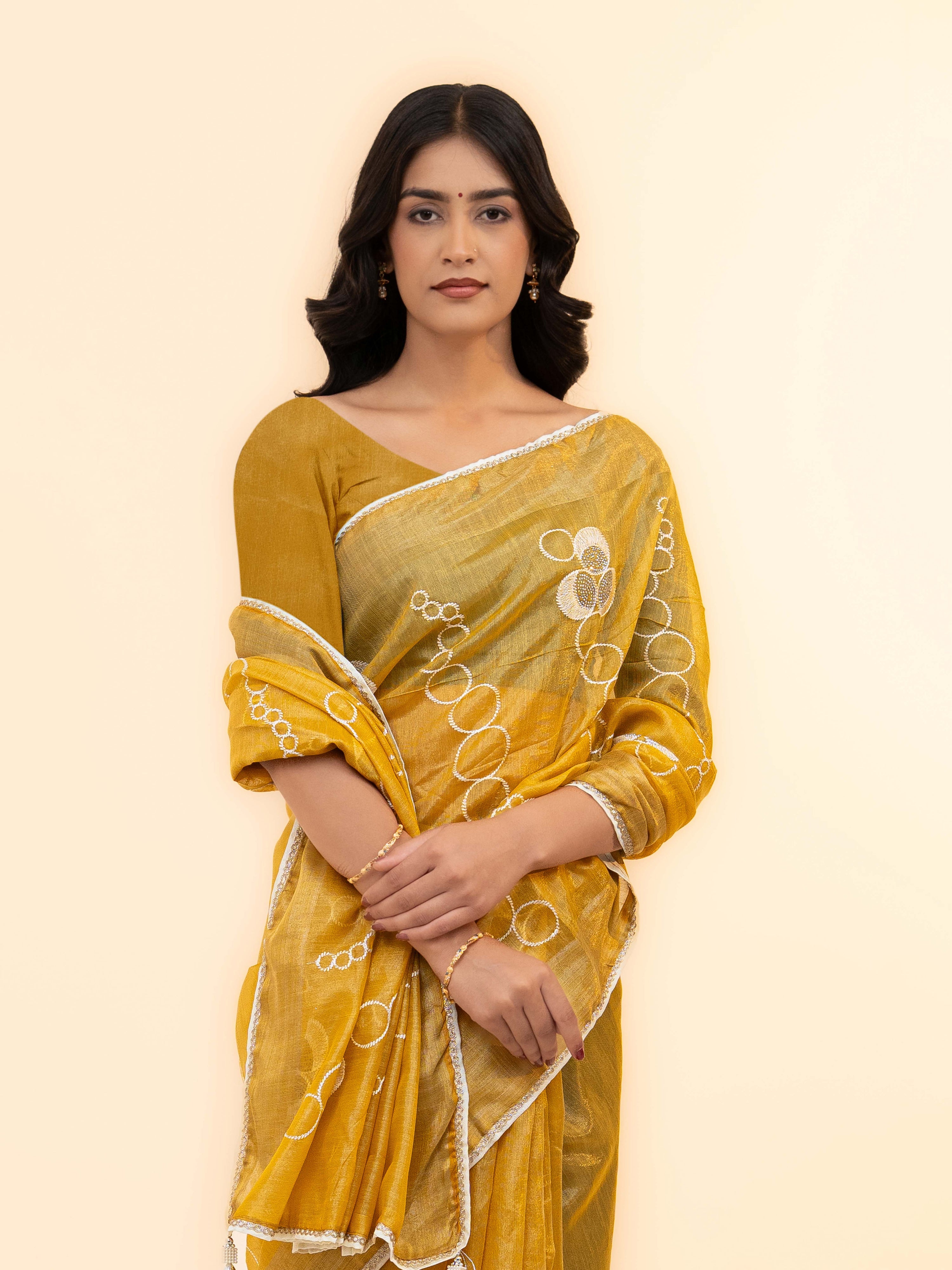 Mustard Tissue silk Saree