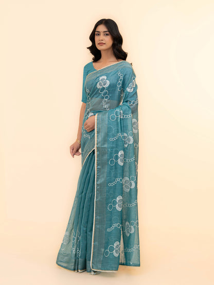 Sky Blue Tissue silk Saree