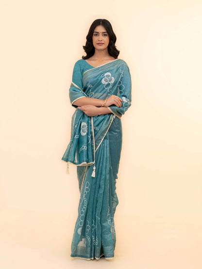 Sky Blue Tissue silk Saree