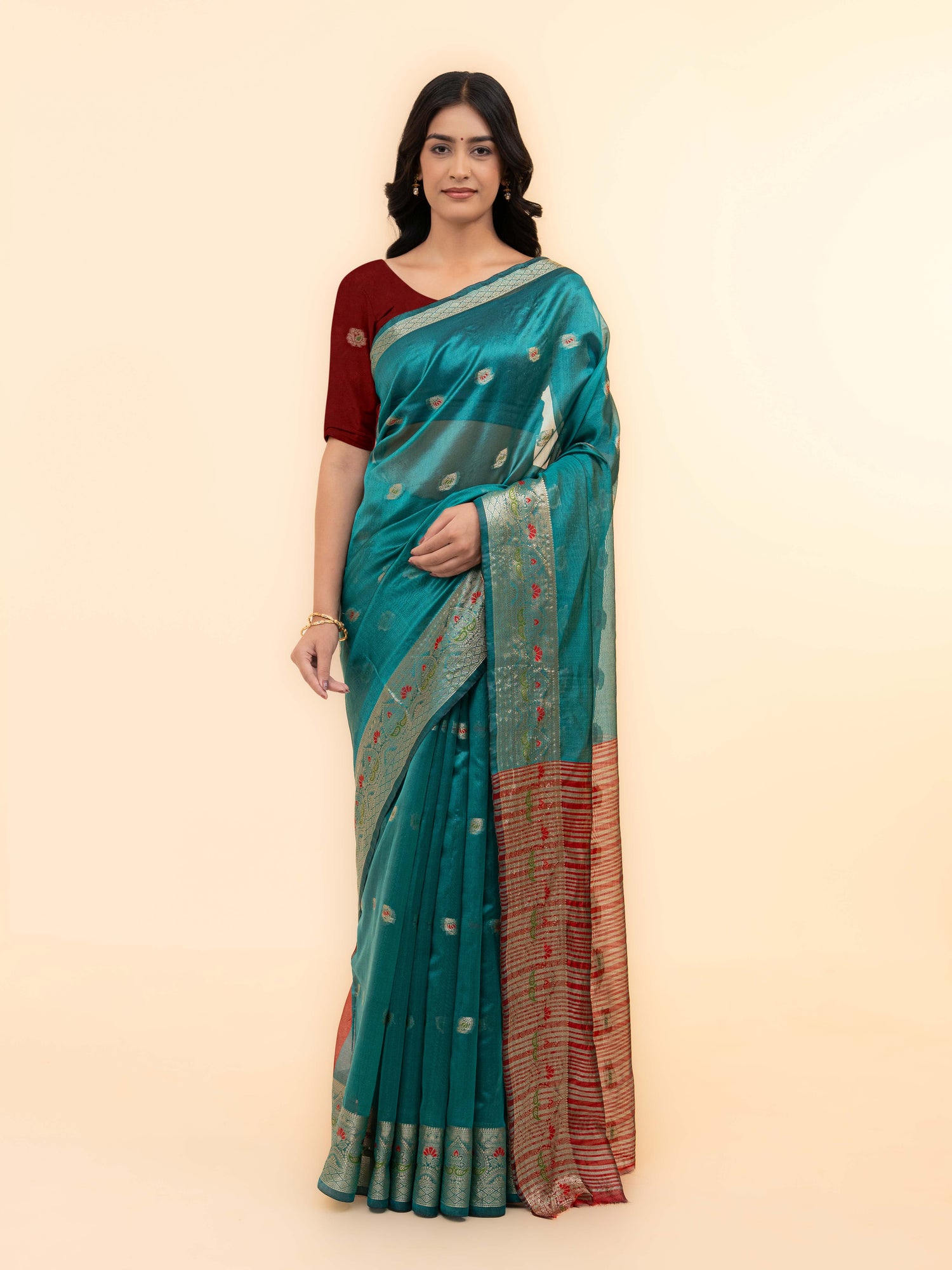 Teal Blue Soft Silk Saree