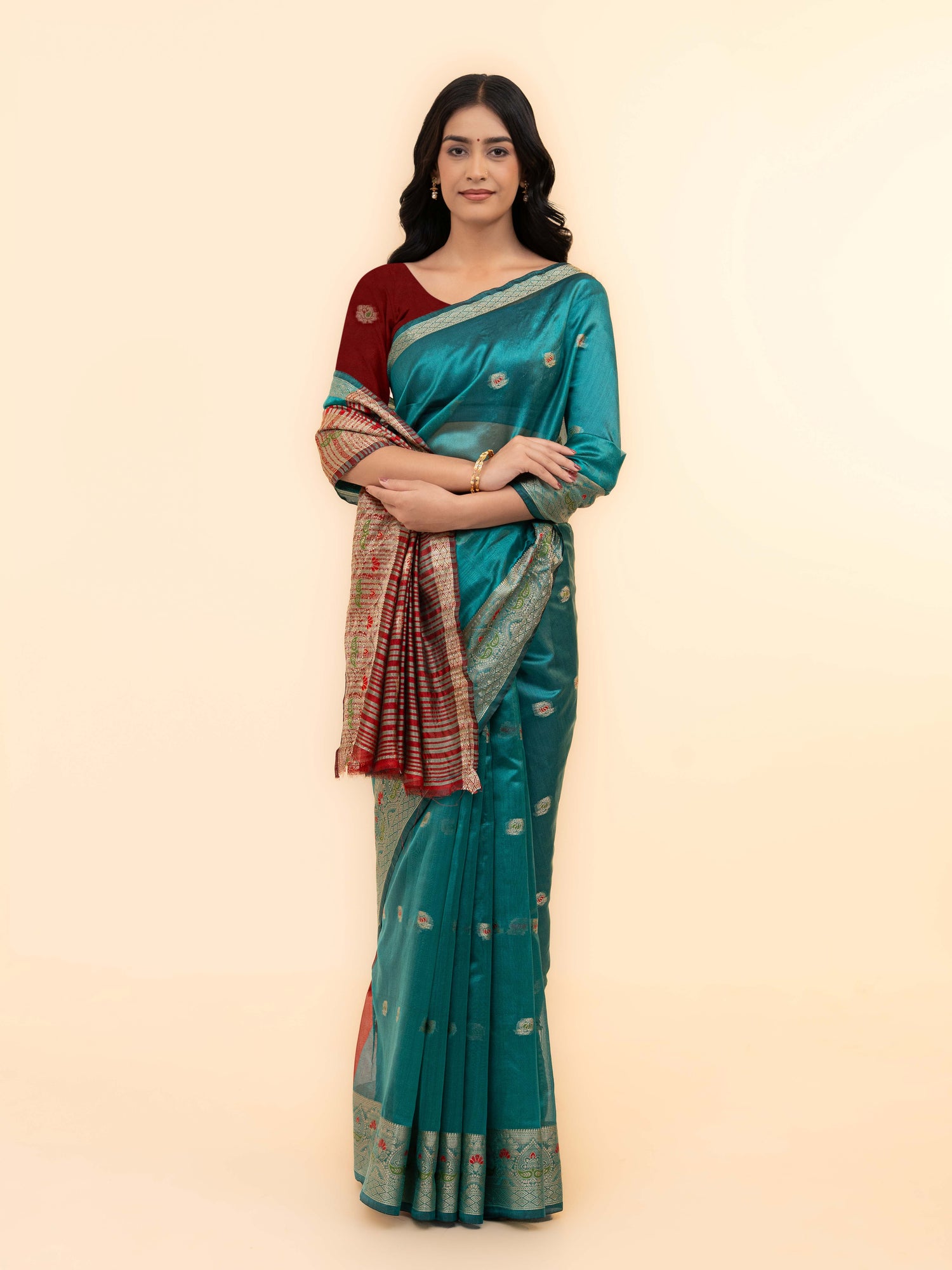 Teal Blue Soft Silk Saree