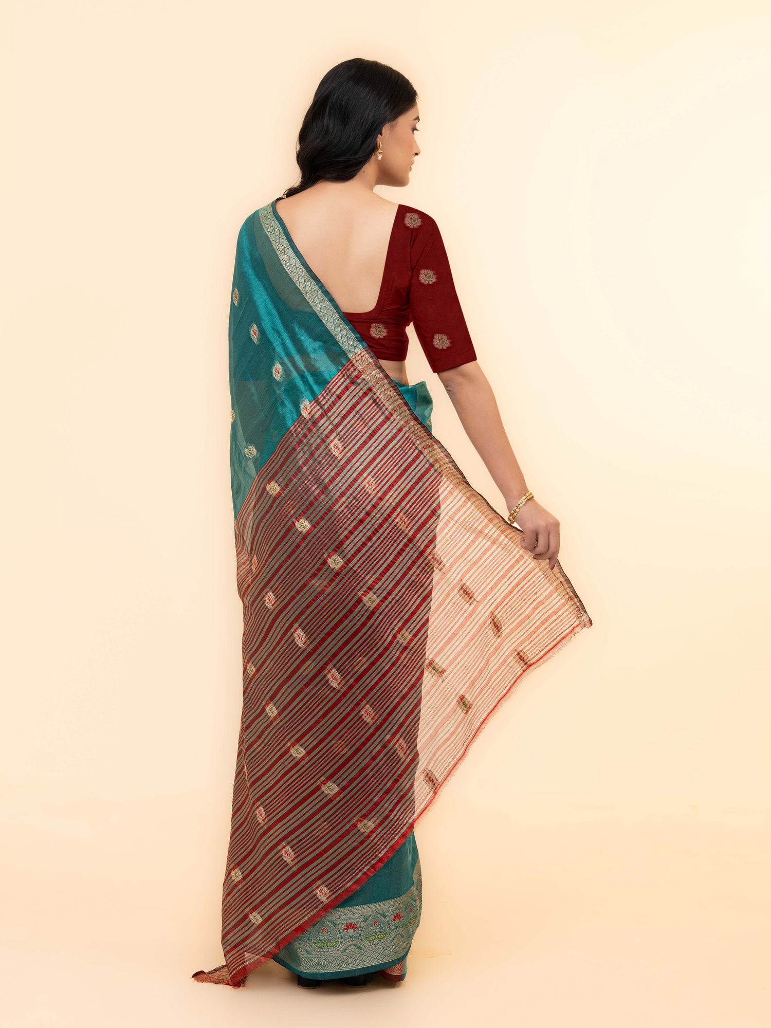 Teal Blue Soft Silk Saree