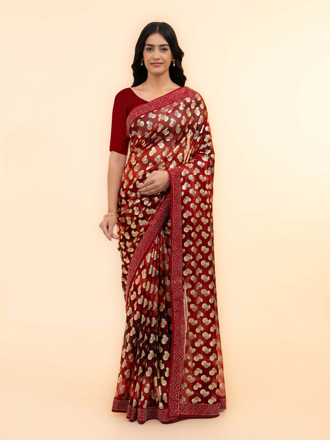 Maroon Lycra Saree
