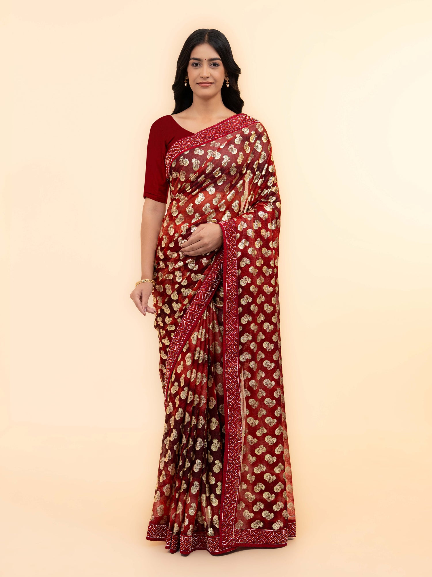 Maroon Lycra Saree