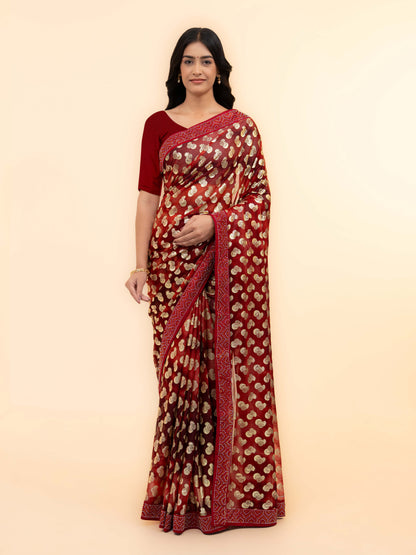 Maroon Lycra Saree