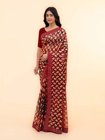 Maroon Lycra Saree