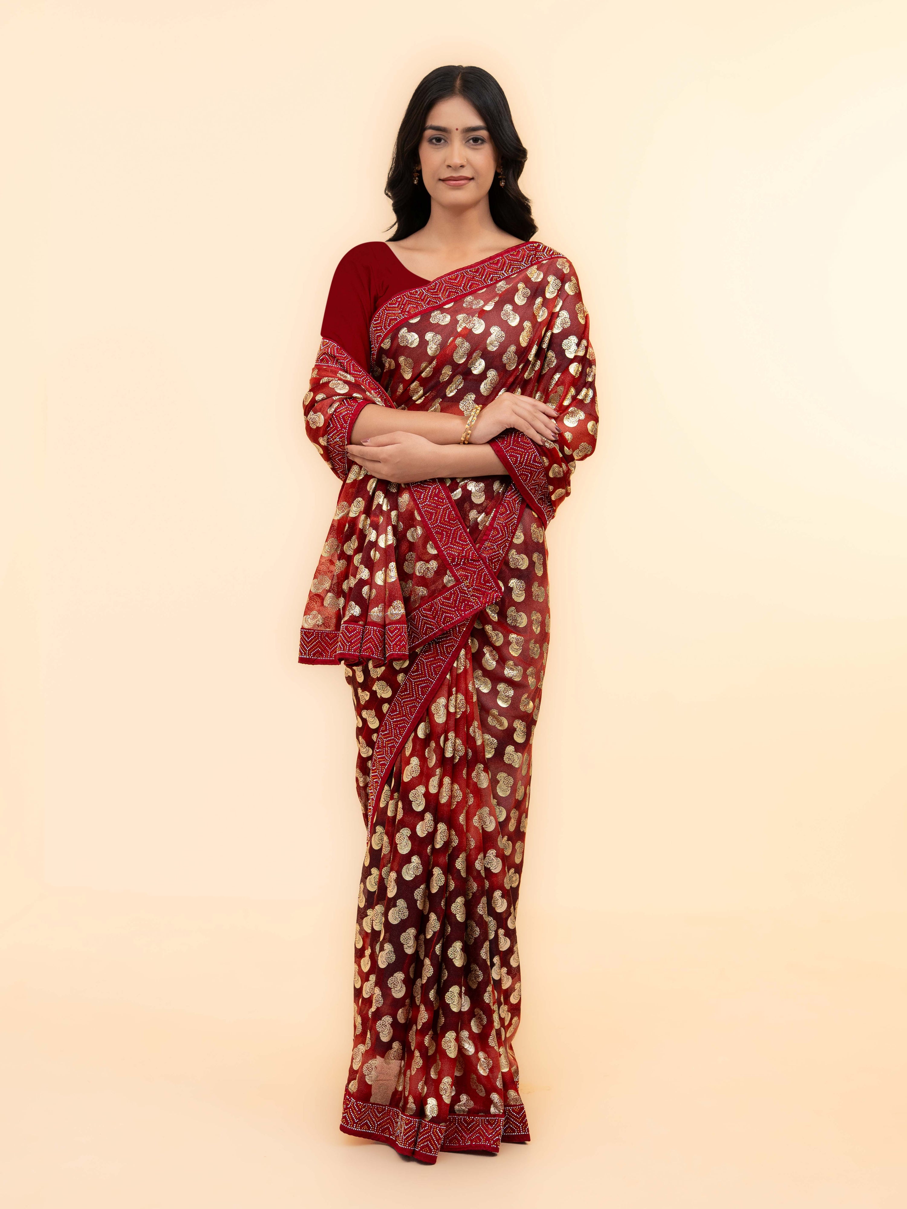 Maroon Lycra Saree