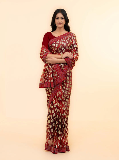 Maroon Lycra Saree