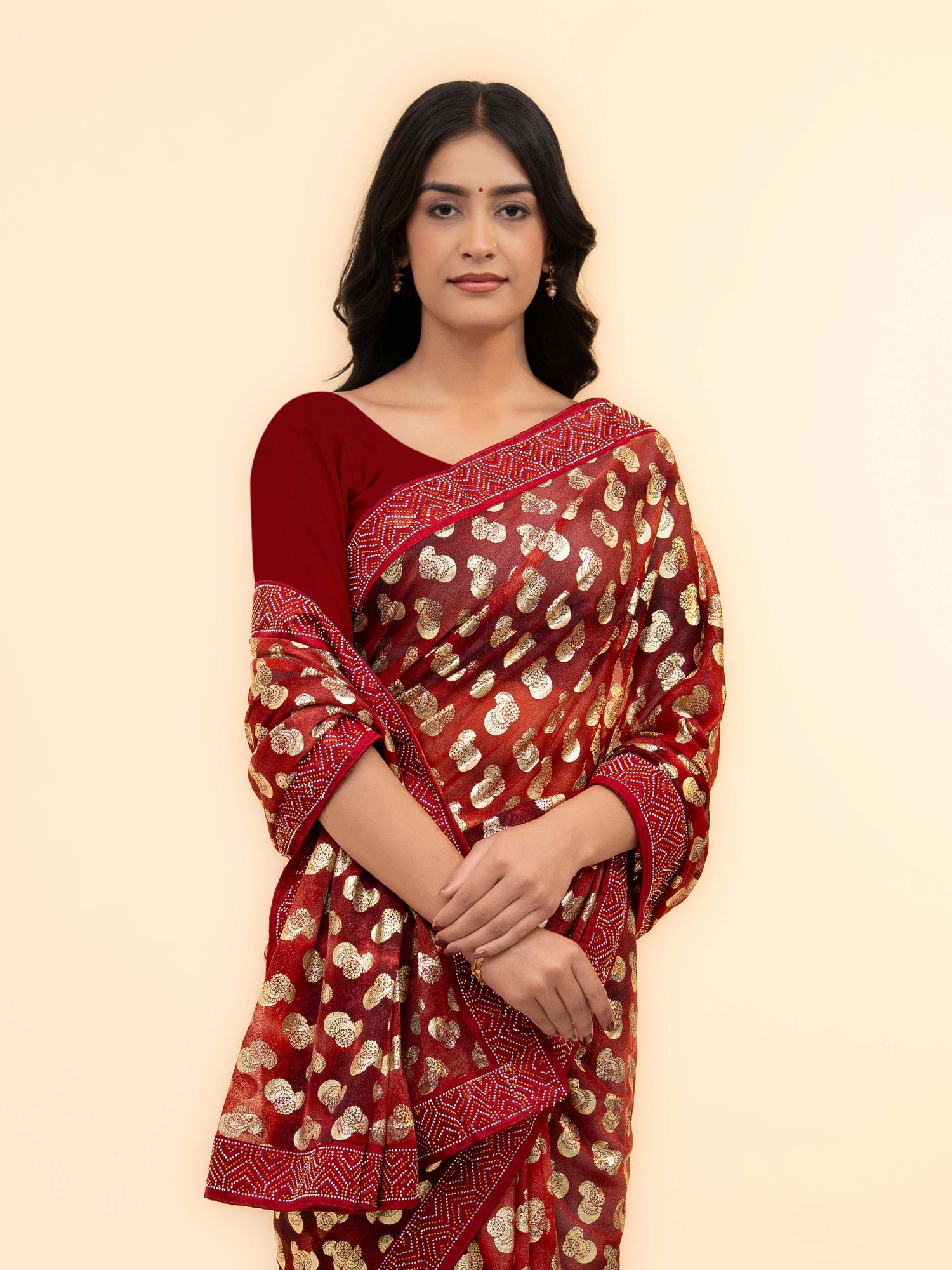 Maroon Lycra Saree