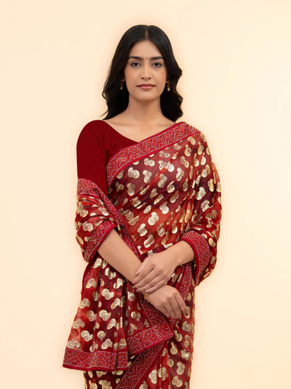Maroon Lycra Saree