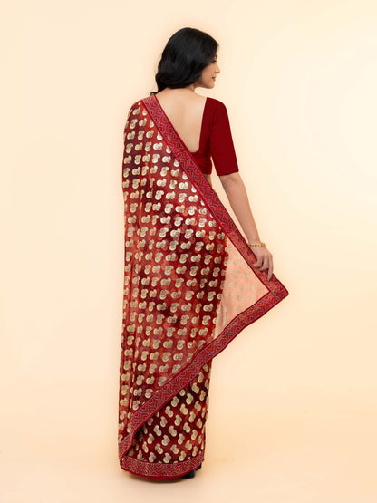 Maroon Lycra Saree