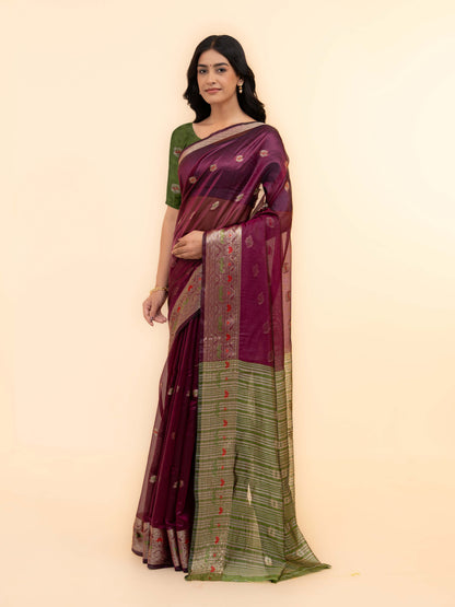 Wine Soft Silk Saree