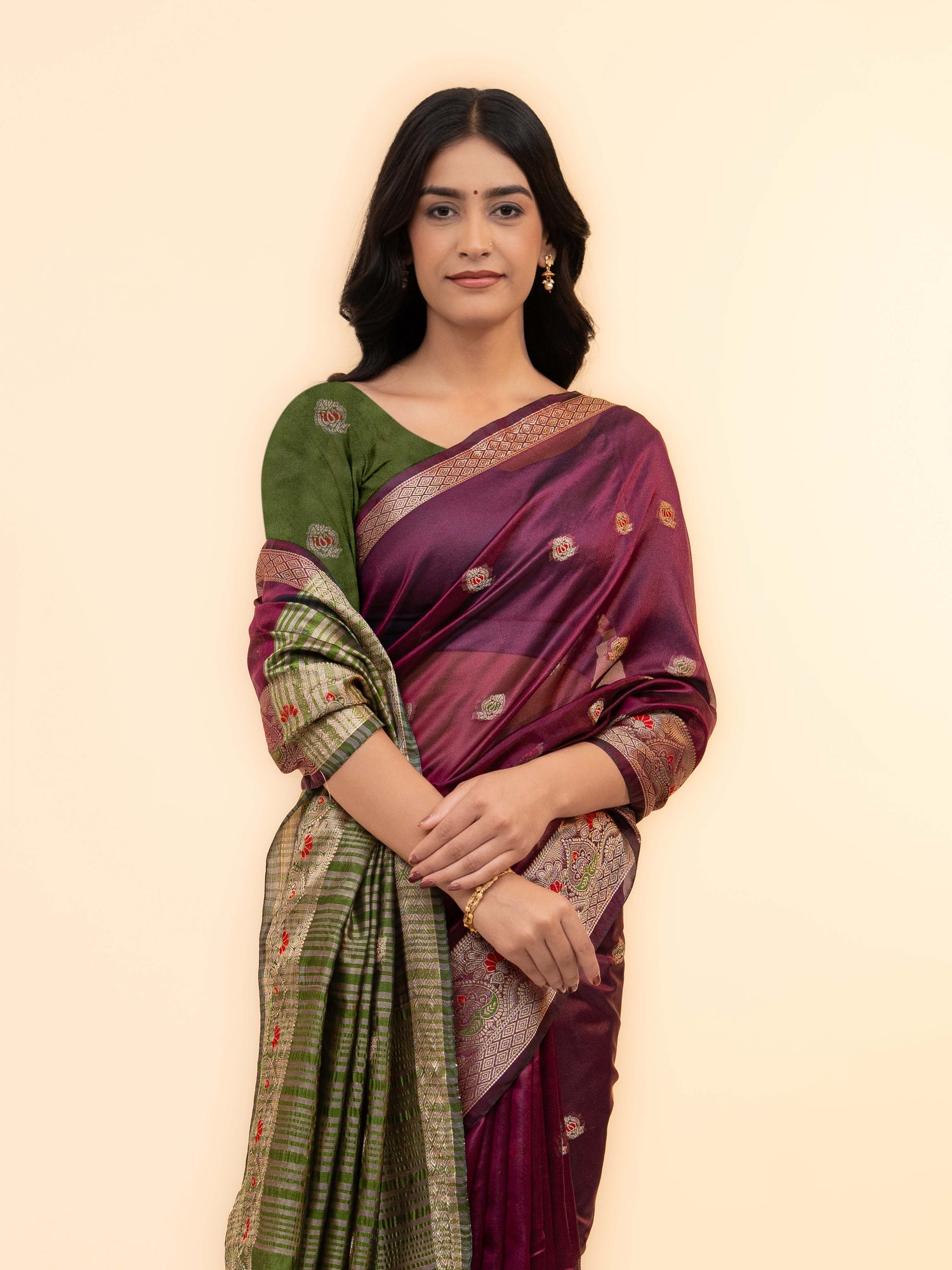 Wine Soft Silk Saree