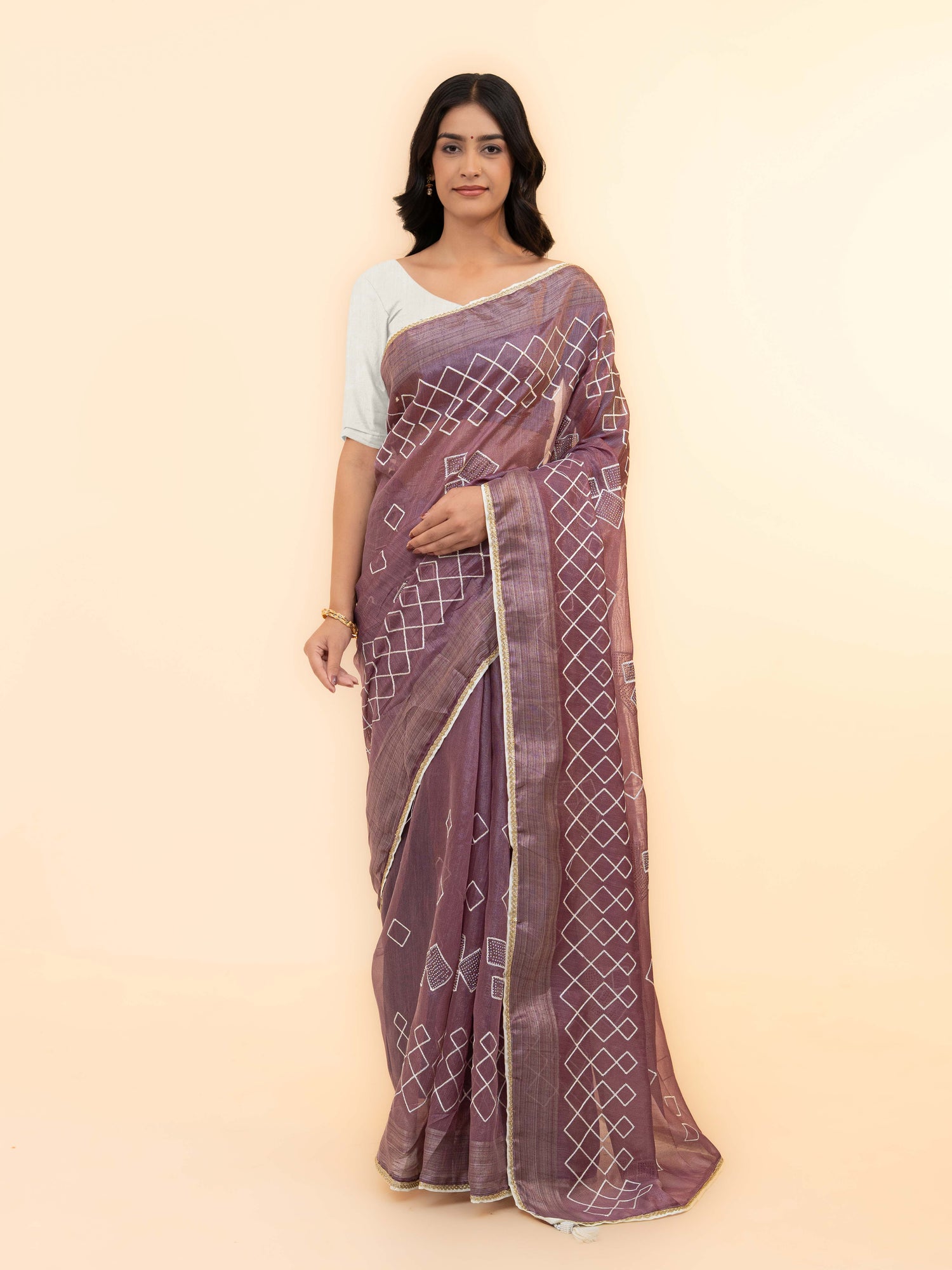 Purple Tissue Silk Saree