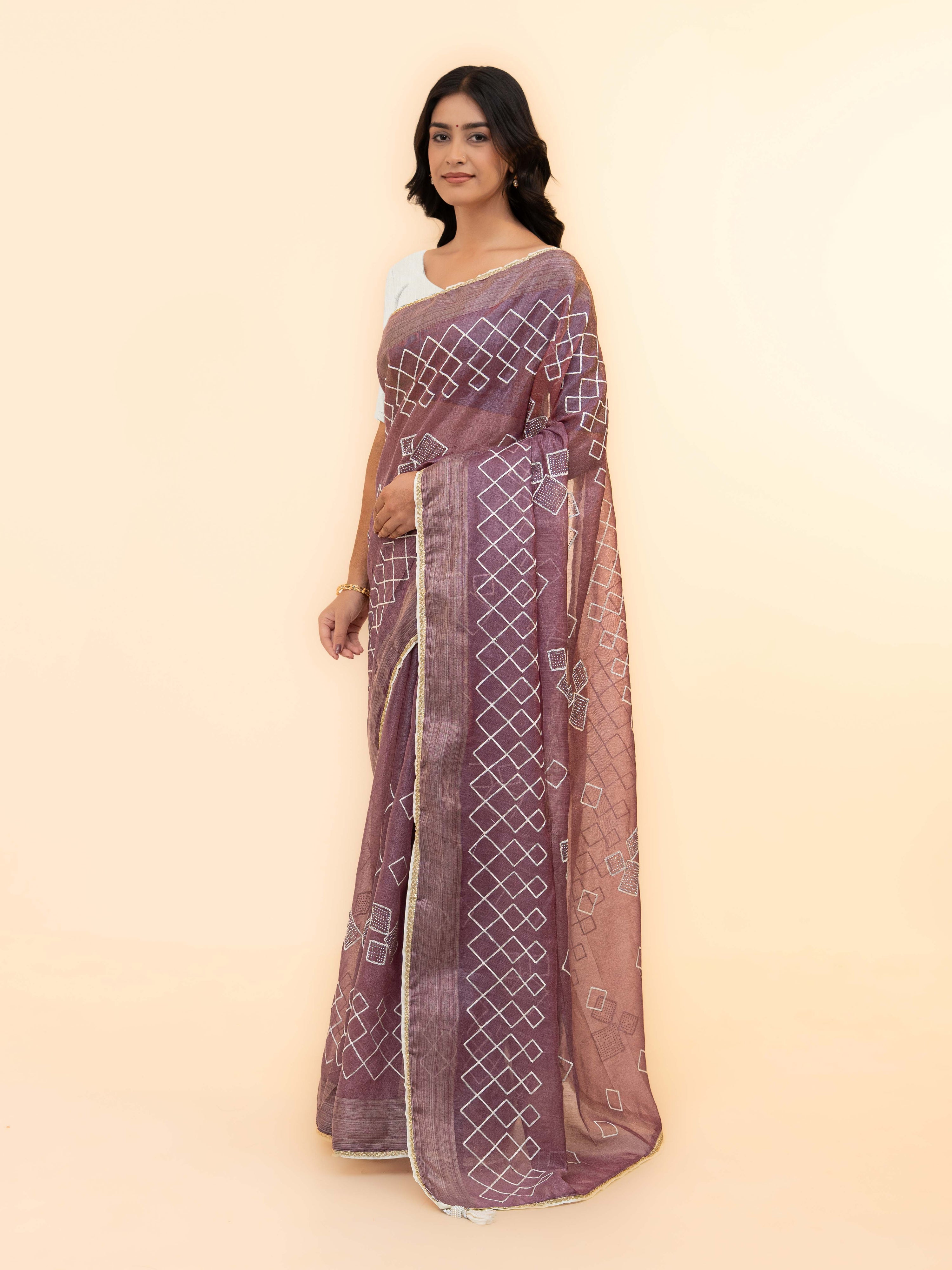 Purple Tissue Silk Saree