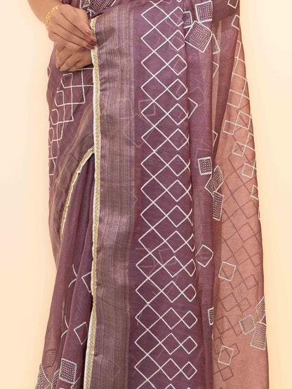 Purple Tissue Silk Saree