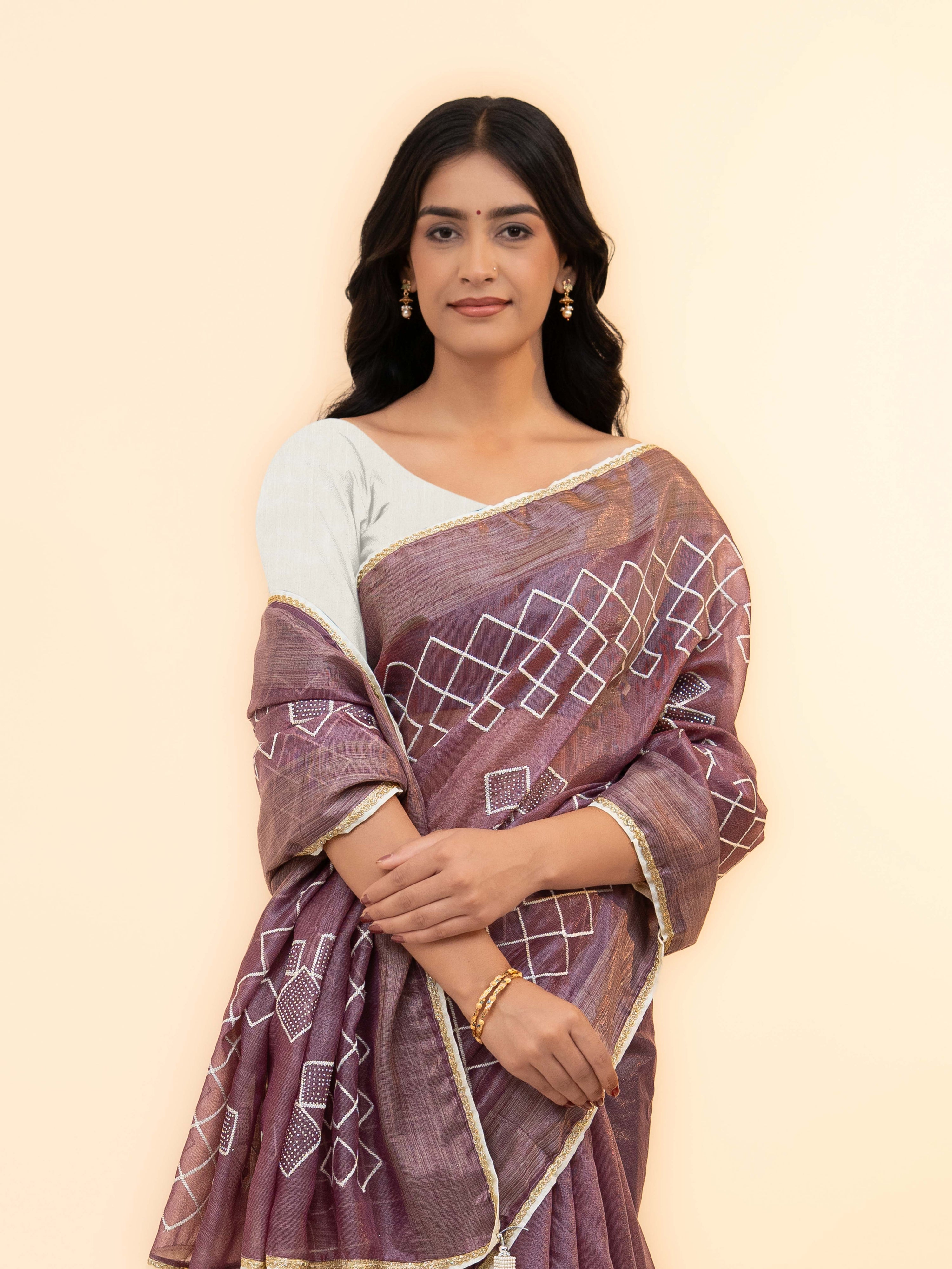 Purple Tissue Silk Saree