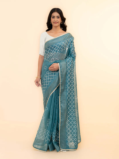 Sky Blue Tissue Silk Saree
