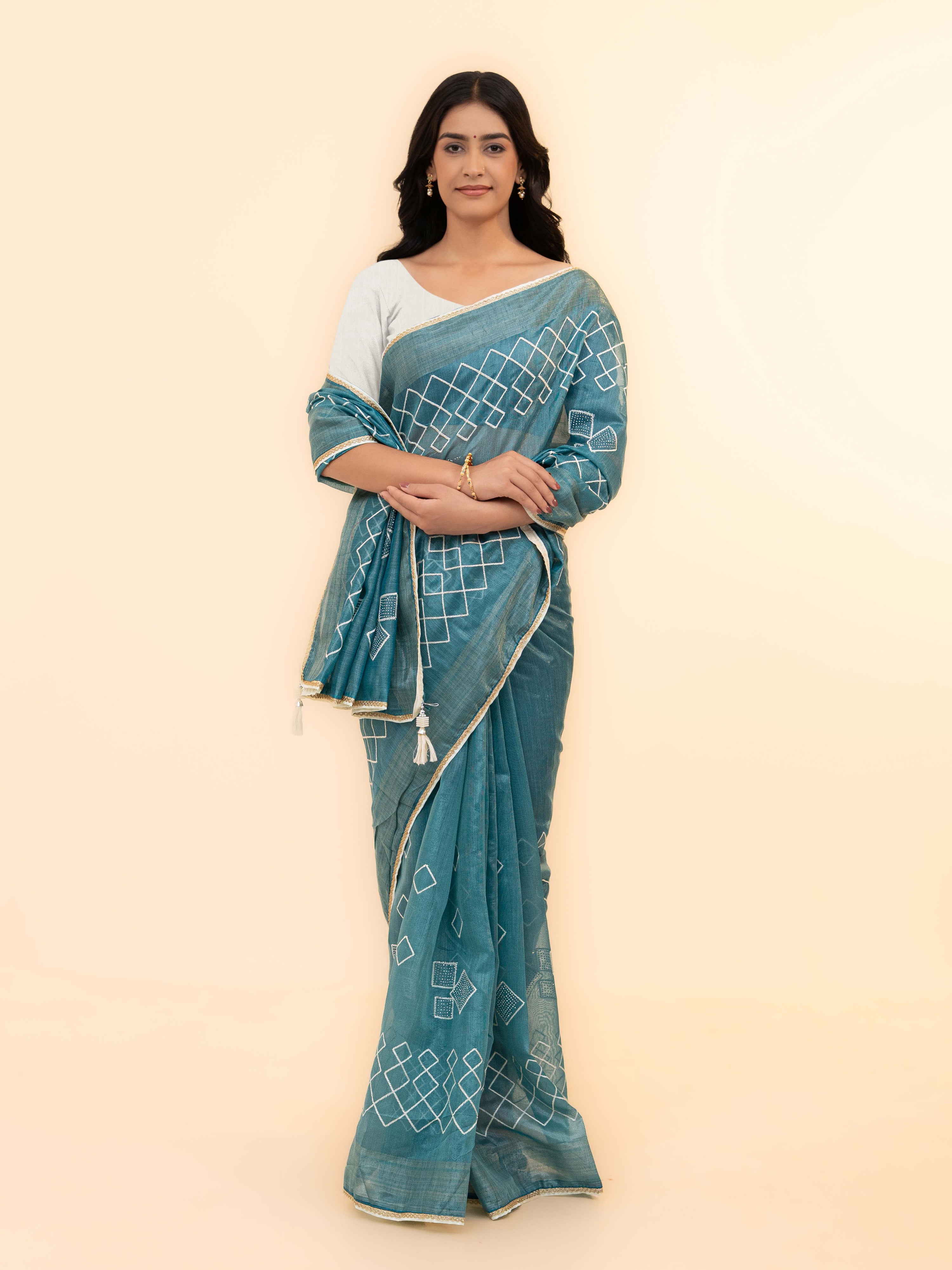 Sky Blue Tissue Silk Saree