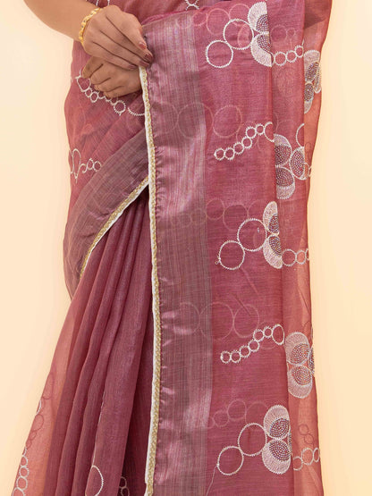 Dusty Pink tissue silk Saree