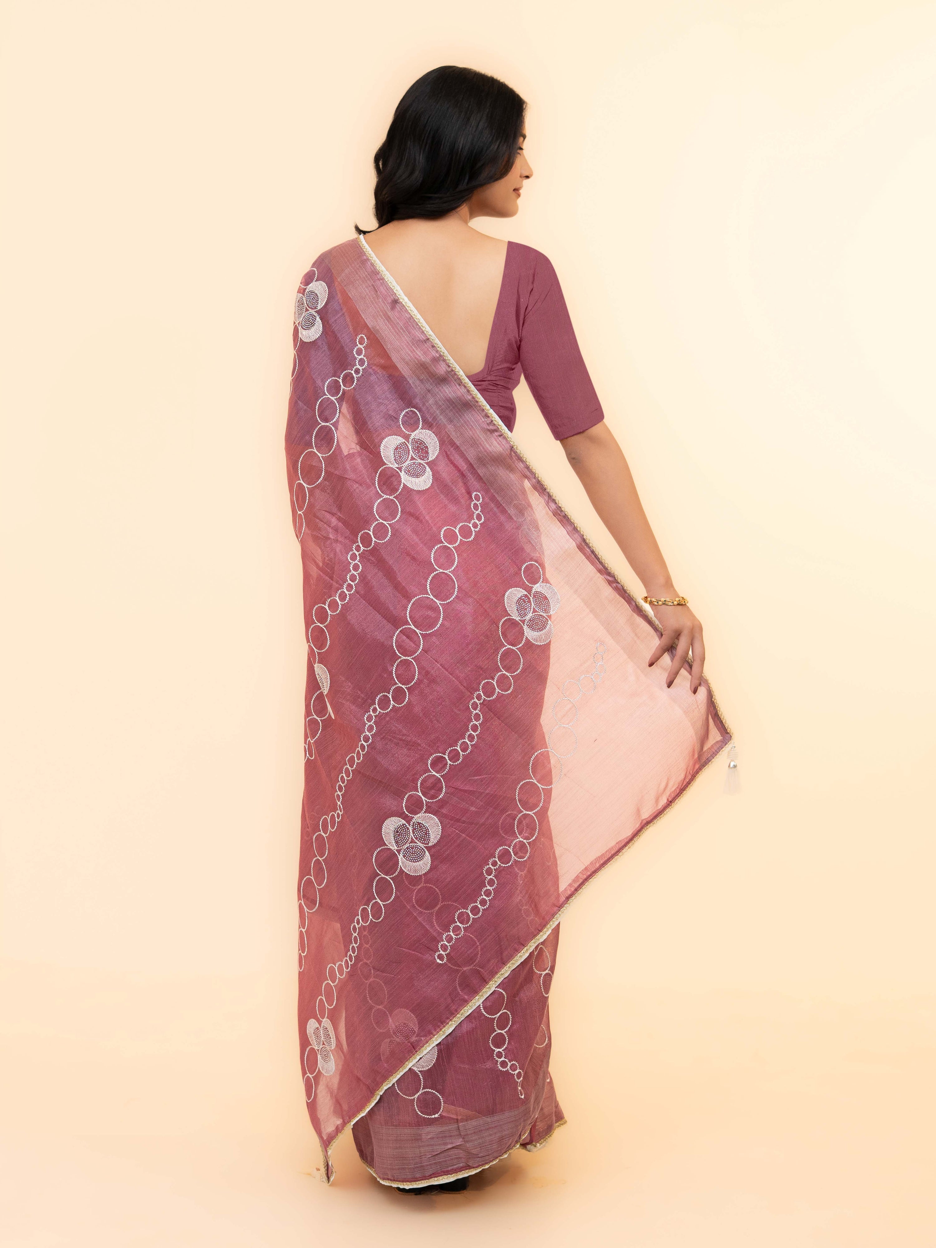 Dusty Pink tissue silk Saree