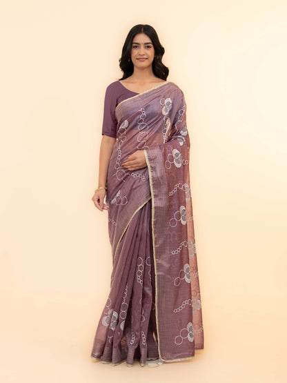 Mauve tissue silk Saree