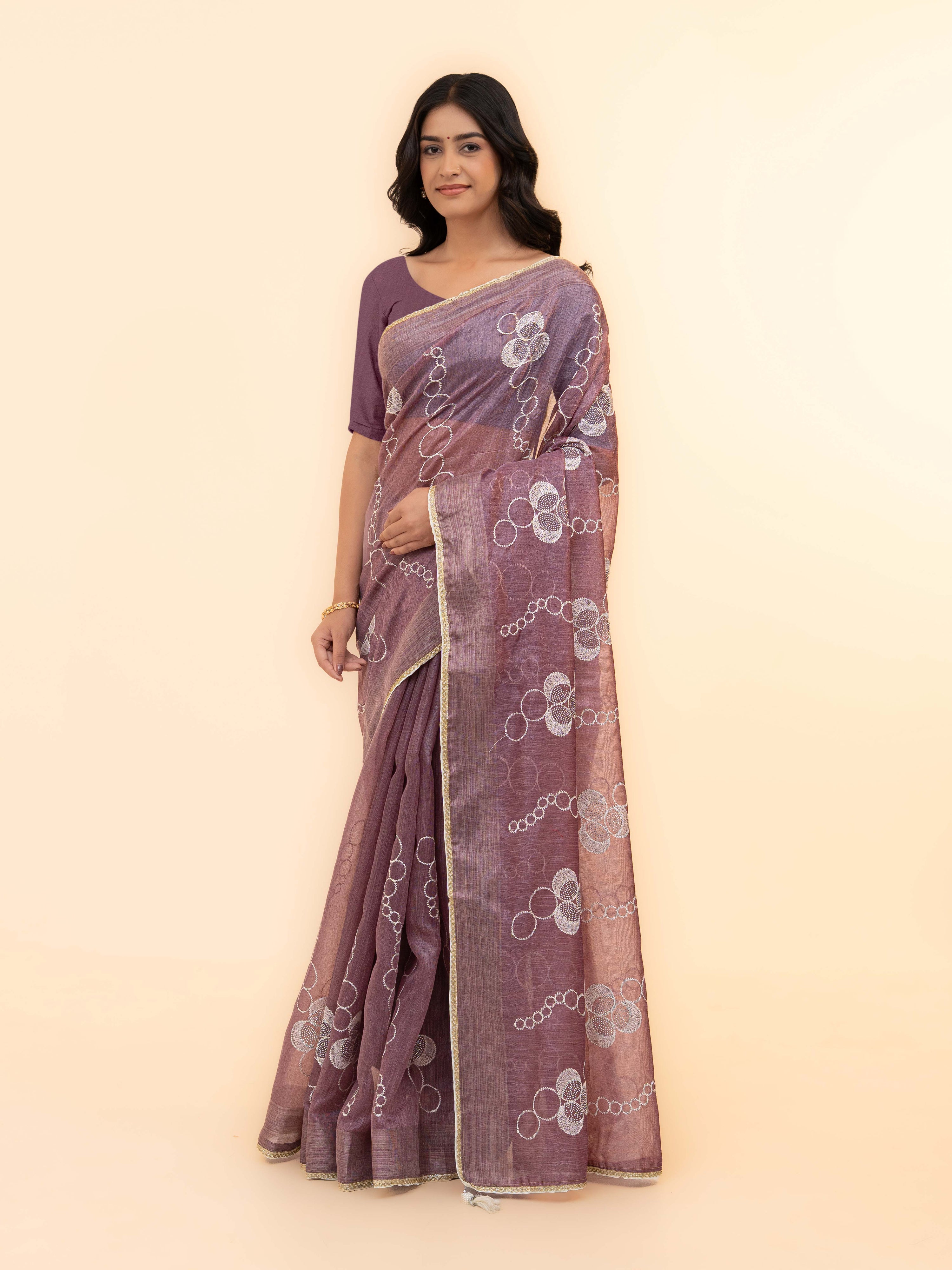 Mauve tissue silk Saree