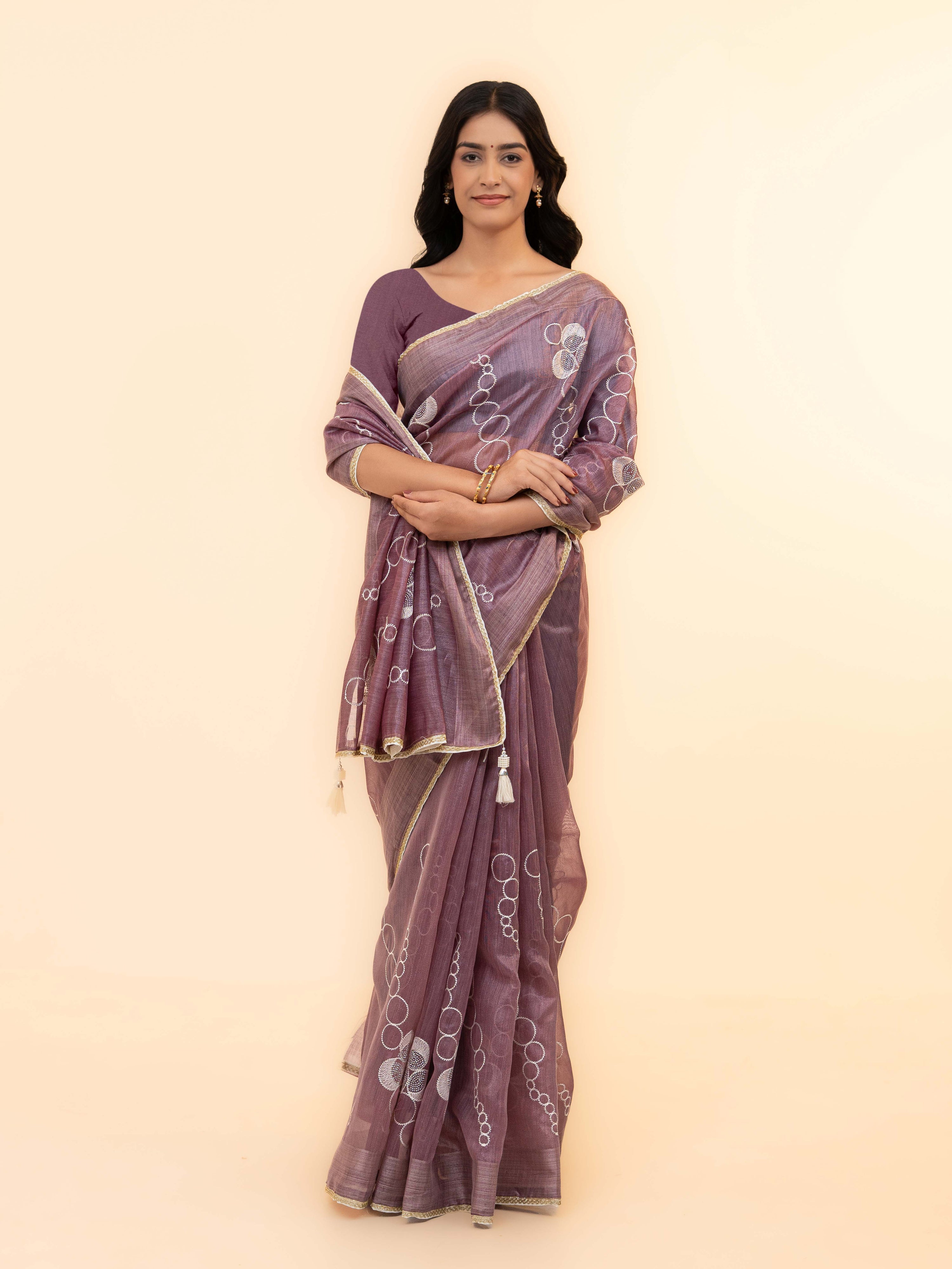 Mauve tissue silk Saree