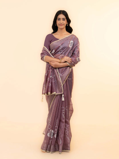 Mauve tissue silk Saree