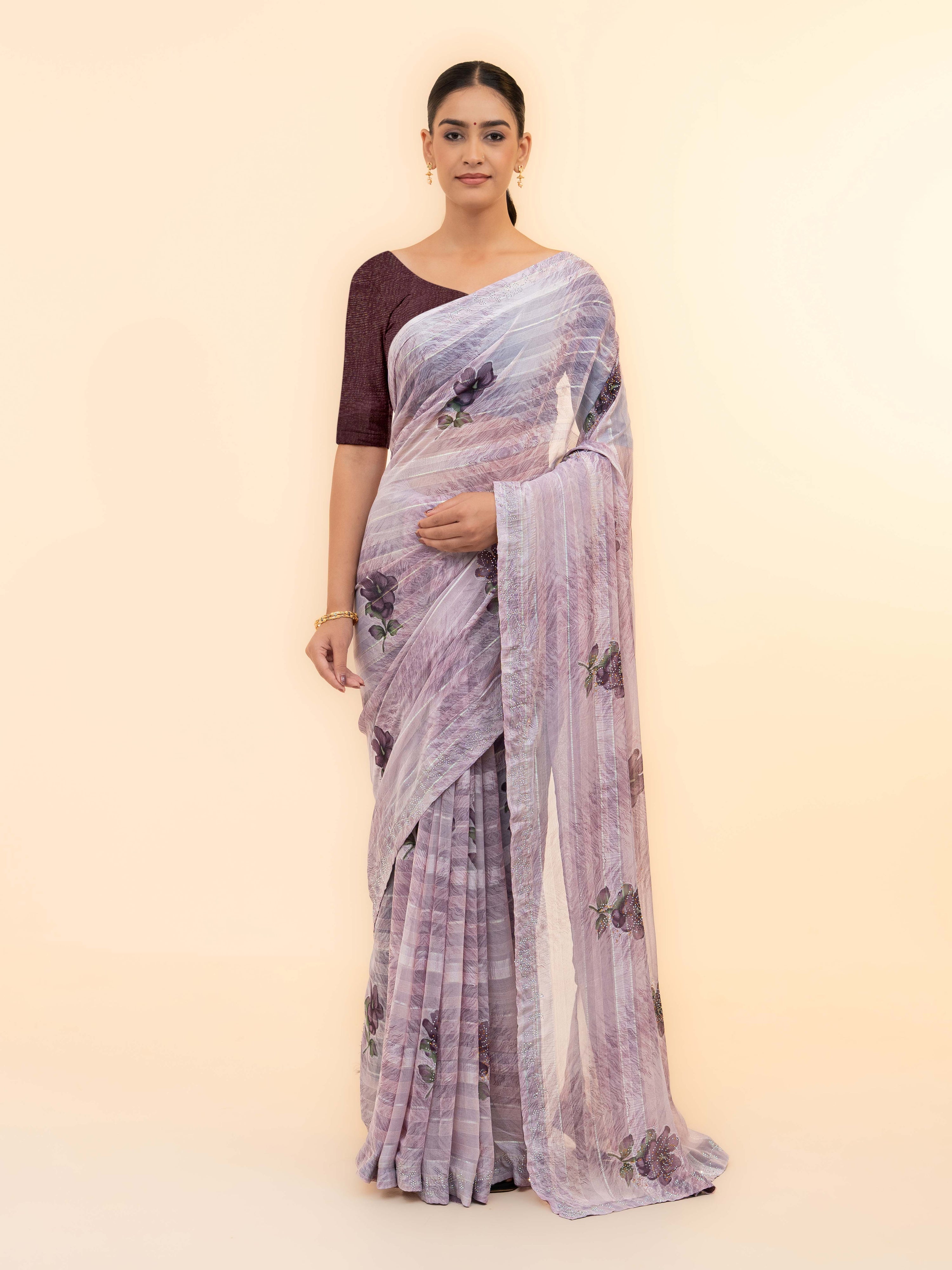 Levender Soft Georgette Saree