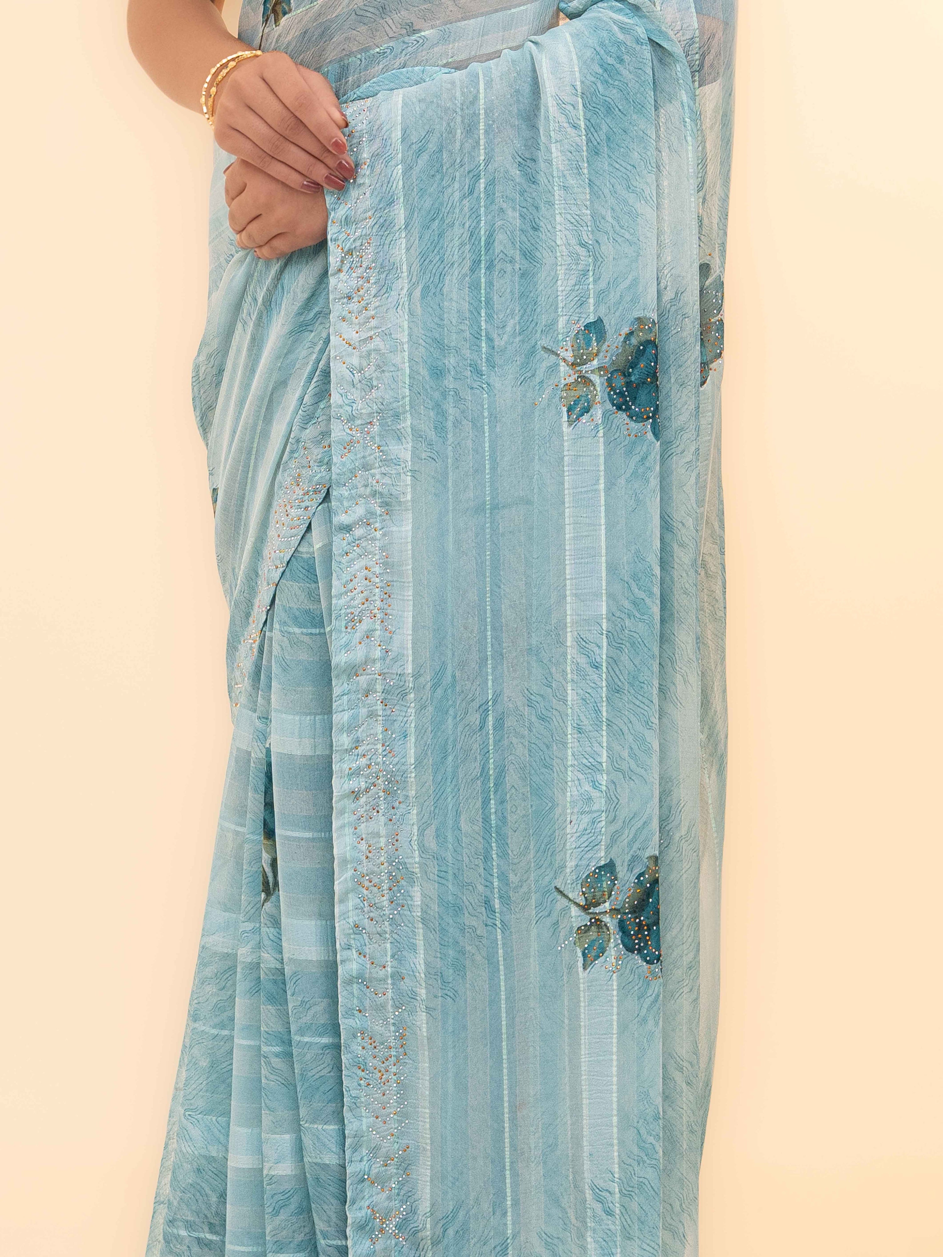 Sky Blue Soft Georgette Saree