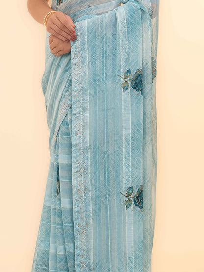 Sky Blue Soft Georgette Saree
