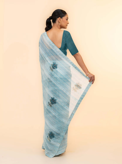 Sky Blue Soft Georgette Saree