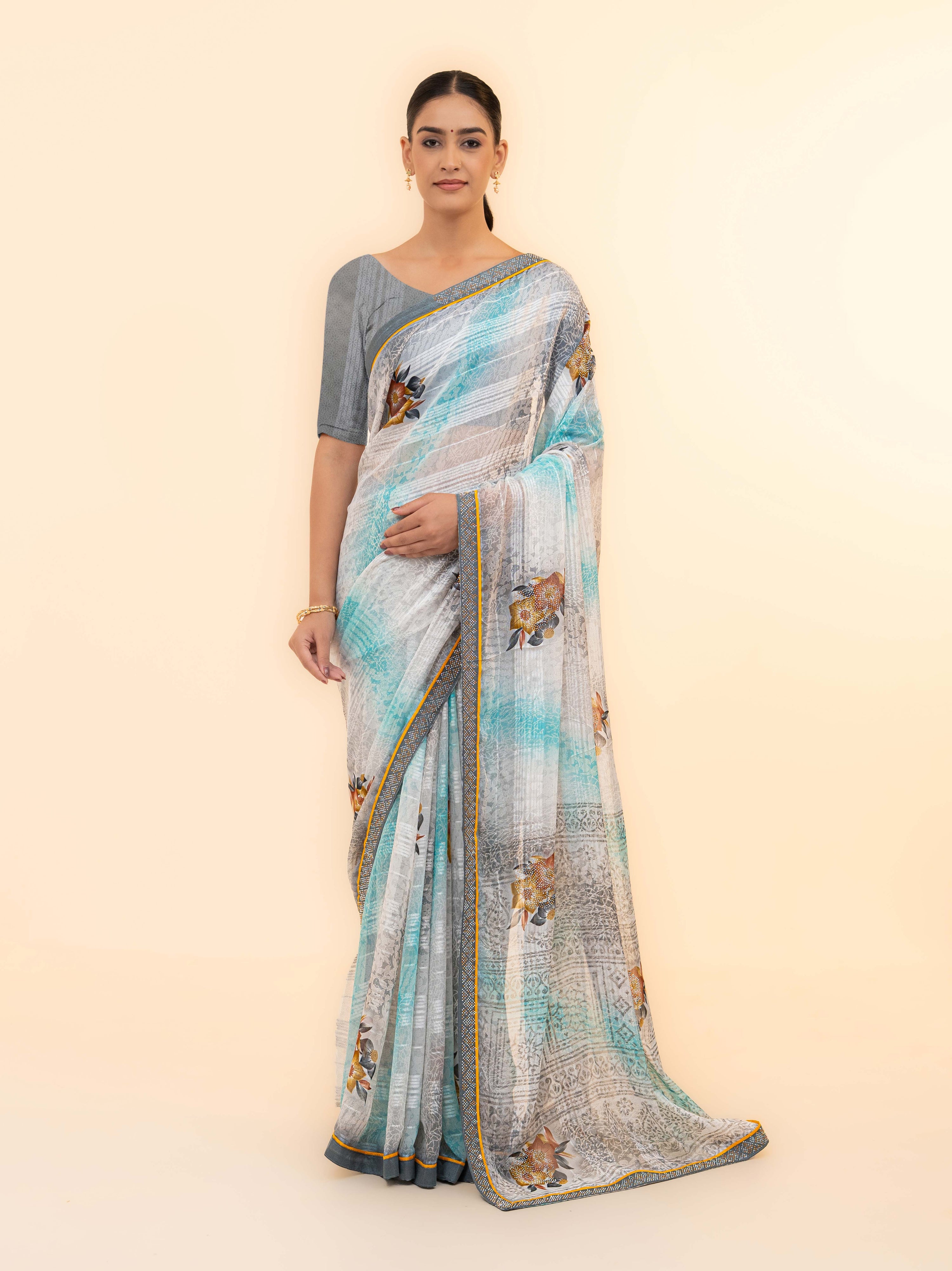 Sky Blue Georgette Saree