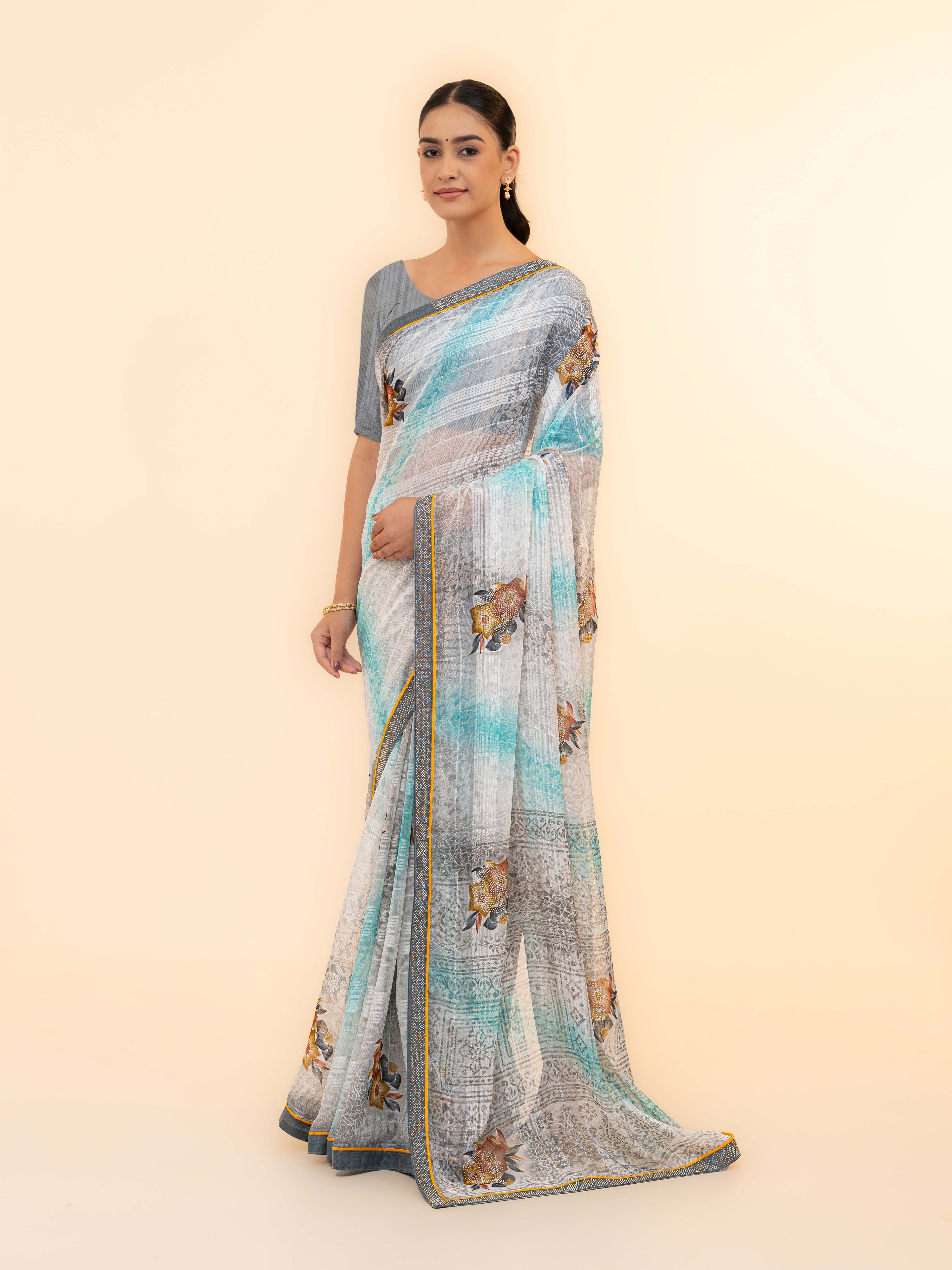 Sky Blue Georgette Saree