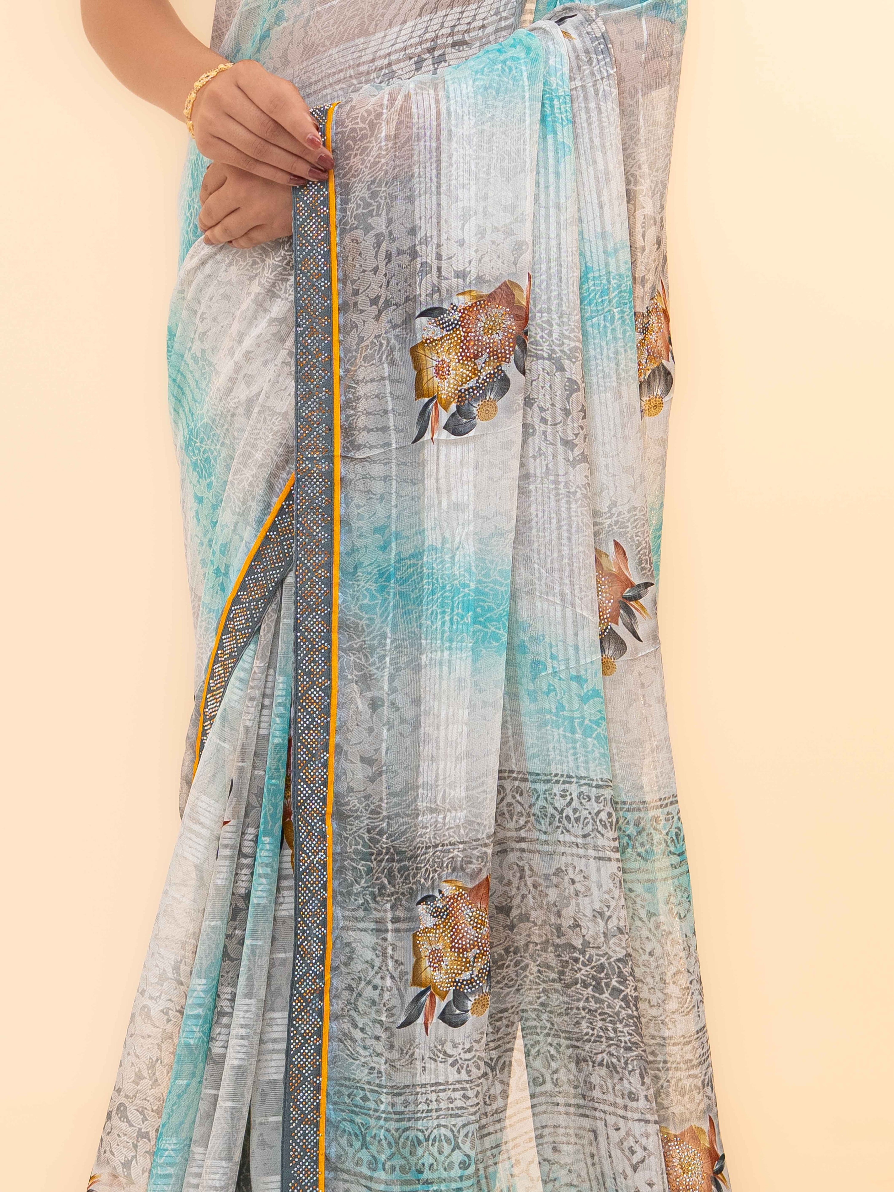 Sky Blue Georgette Saree