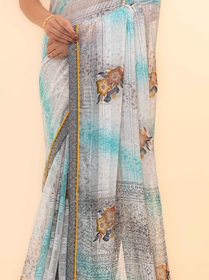Sky Blue Georgette Saree