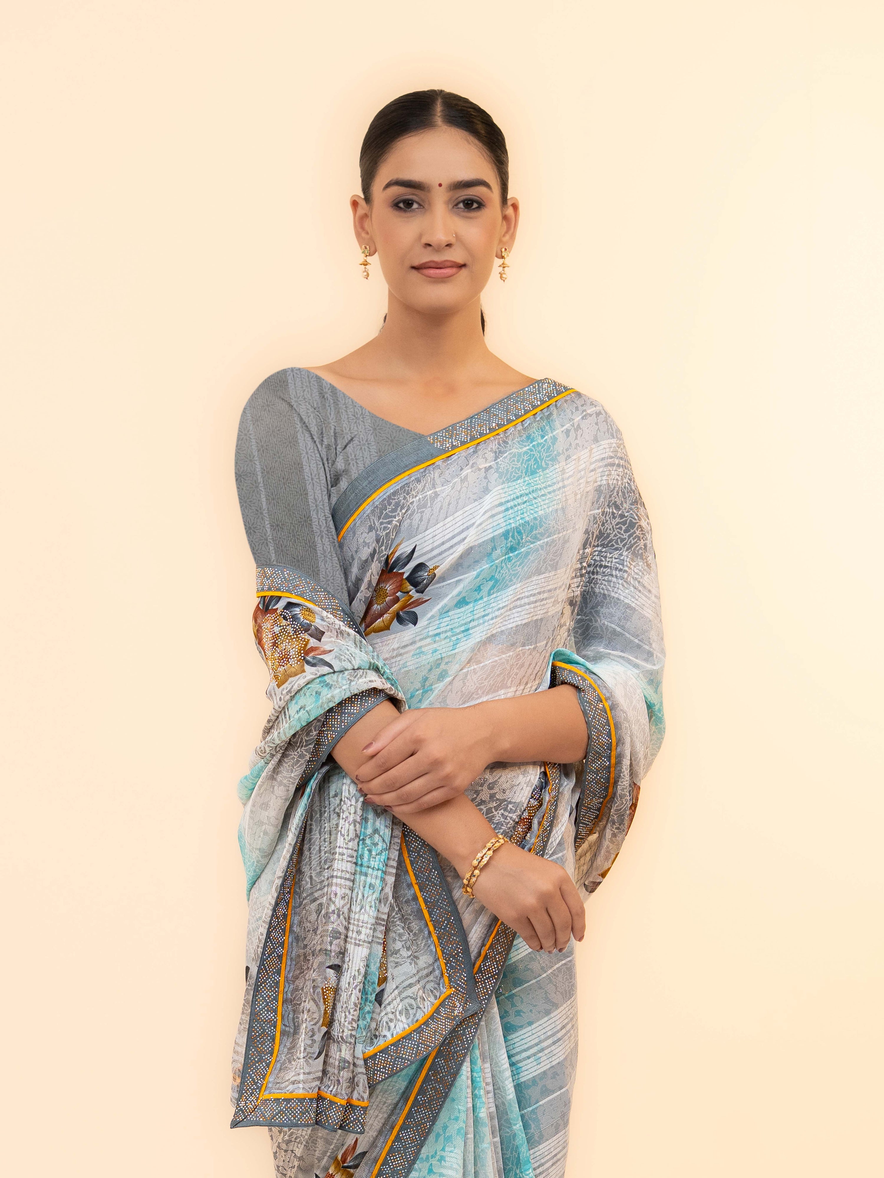 Sky Blue Georgette Saree