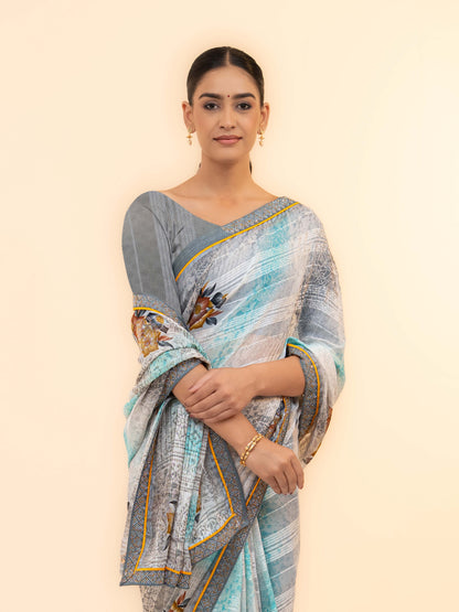 Sky Blue Georgette Saree