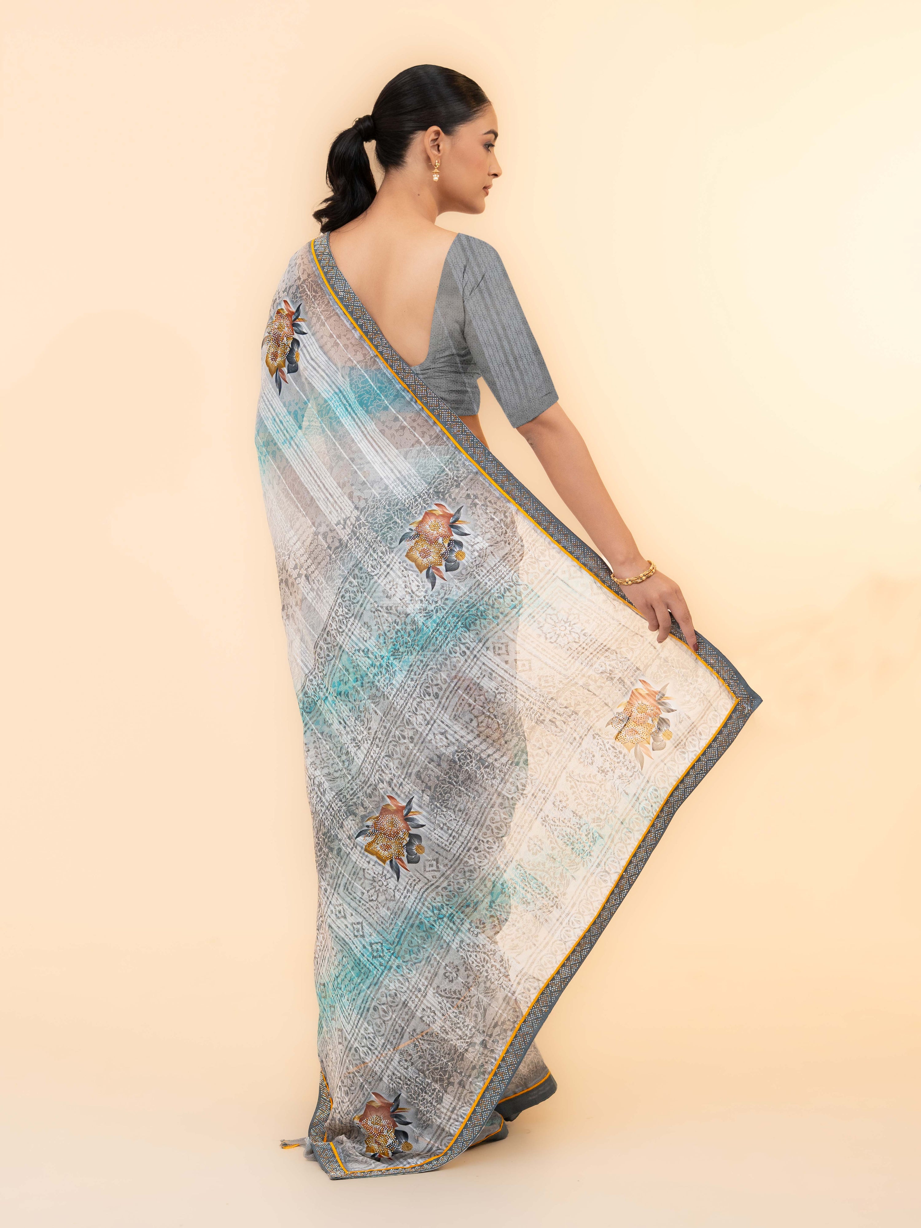 Sky Blue Georgette Saree