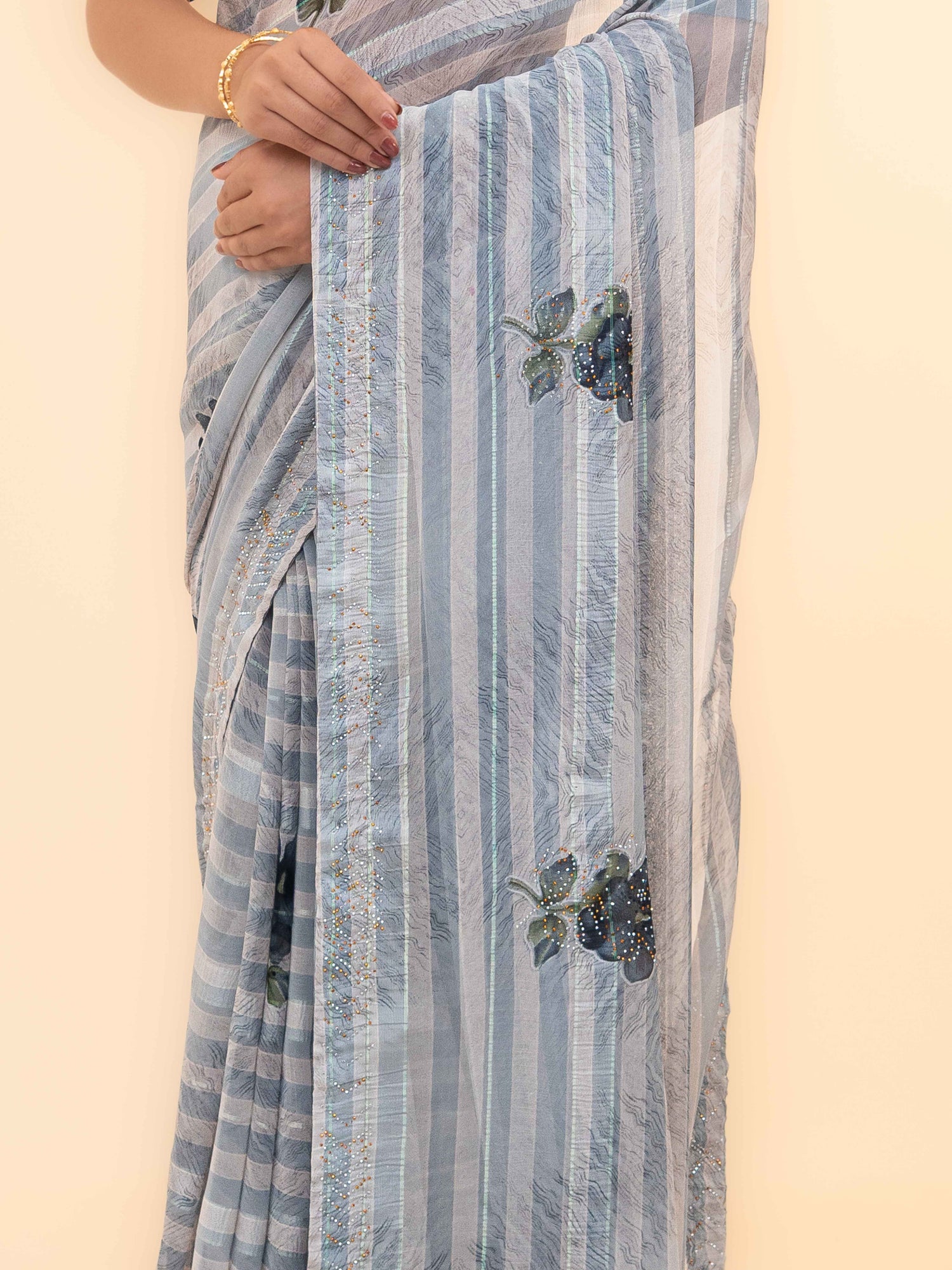 Grey Soft Georgette Saree