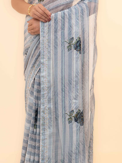 Grey Soft Georgette Saree