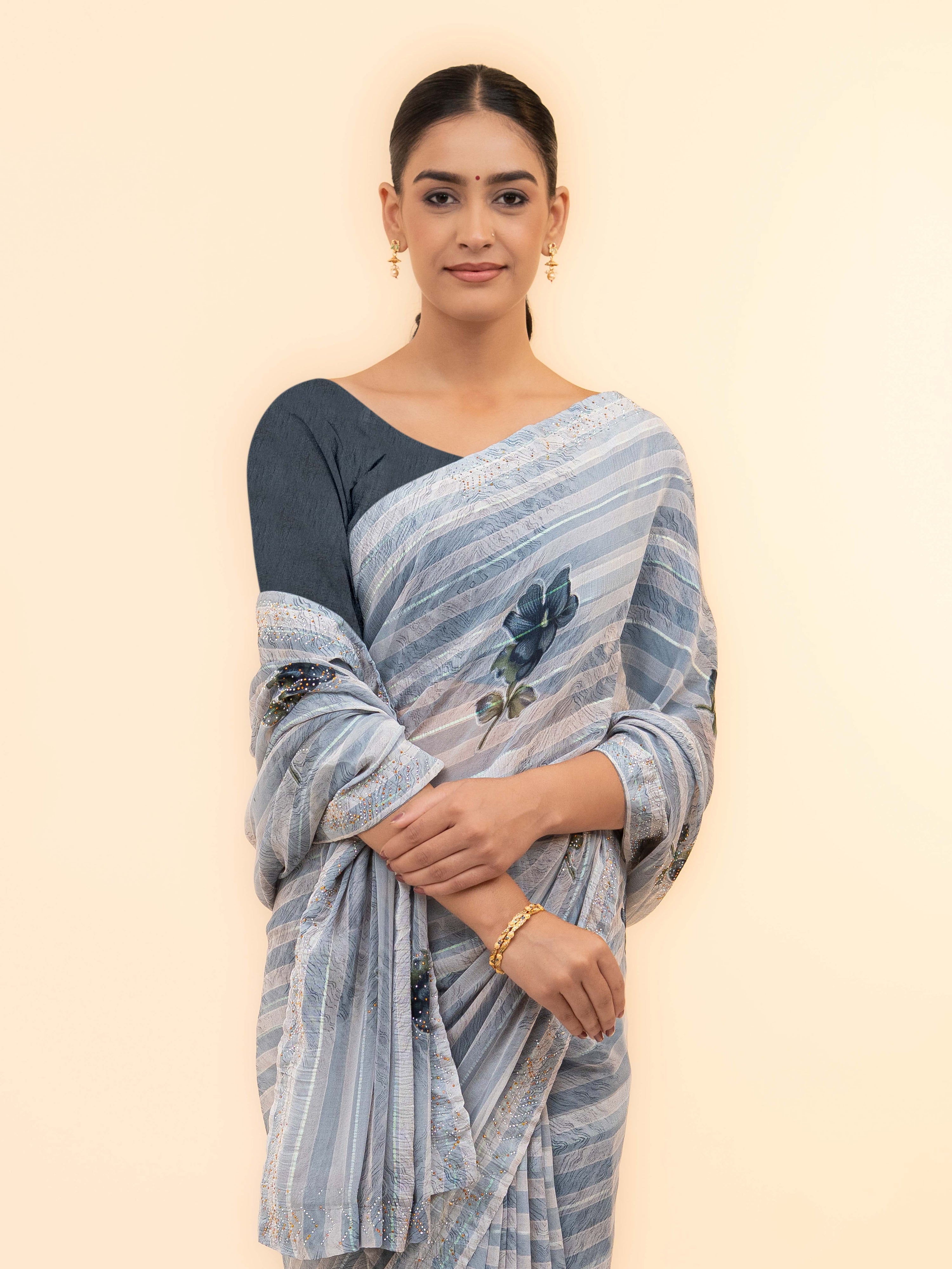 Grey Soft Georgette Saree